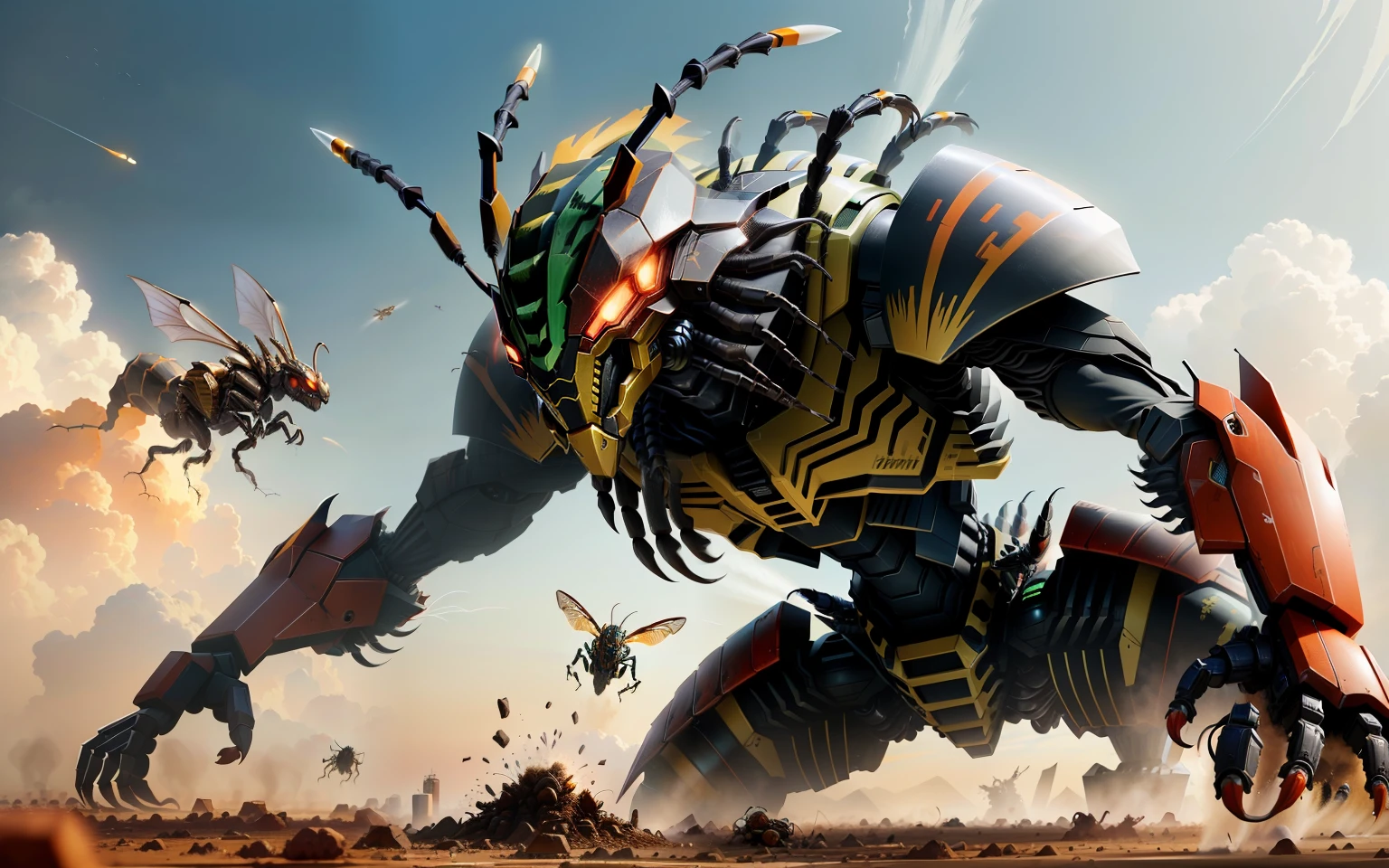 predator hunter insectoid on the attack, Anthill, giant, 4k, growling