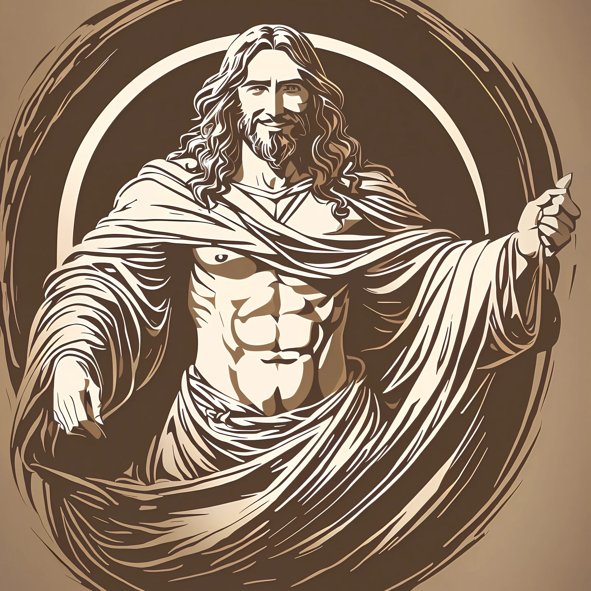 Portrait of Jesus Christ, ultra realistic eyes, Fantasy, illustration, highly detailed vector, simple, smooth and clean, no jagged lines, vector art, smooth, pencil sketch, smiling, full body.