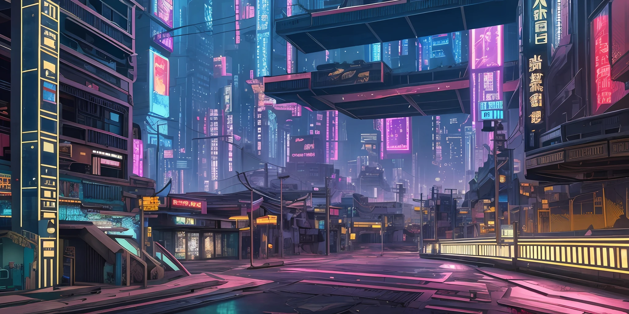 Cyberpunk city from sci-fi movie, wasteland, empty street, night, chinoiserie architecture, stone statue, bridge, old shop, irregular, circuit board, wires, intricate, super detailed, realistic, hyper realistic, high quality, Best, Super Detail, Crazy Detail, Very Detailed, Photorealistic, Epic Composition, Best Quality, 32k --v 6