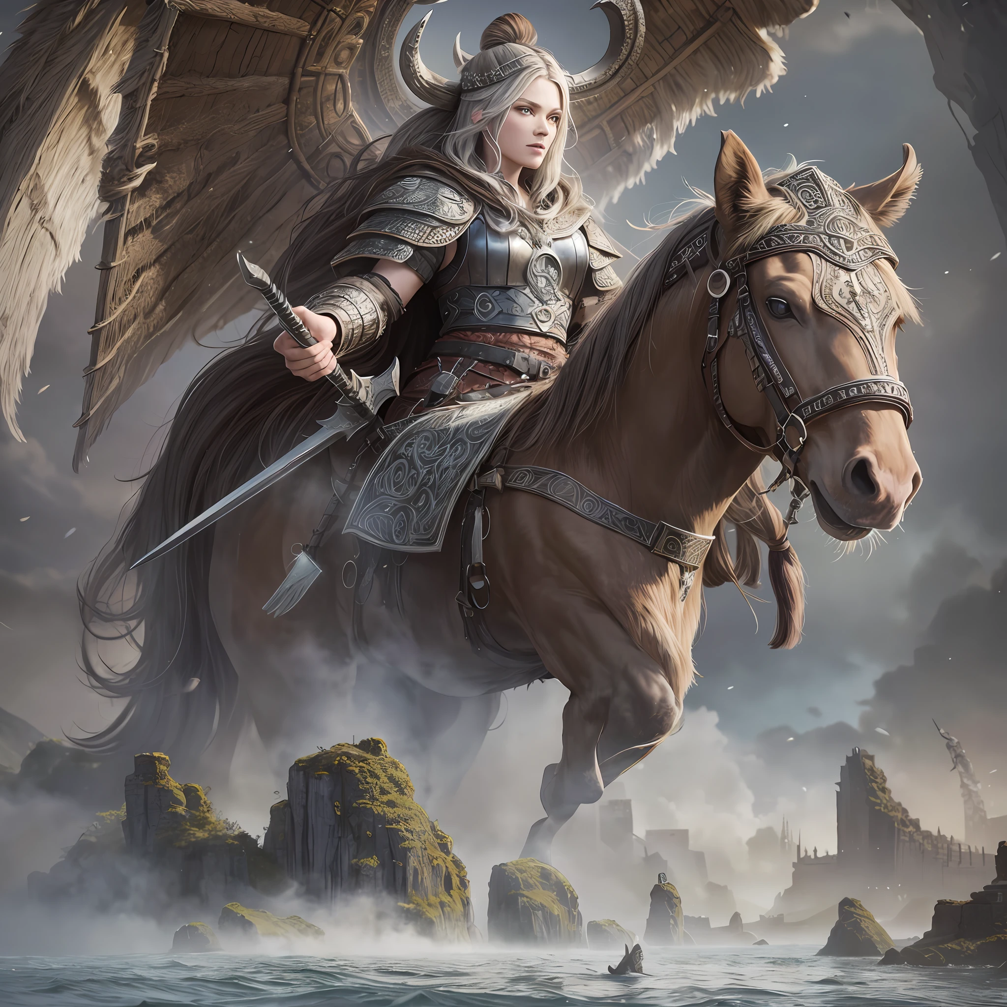 A viking arriving in valhalla, ultra detailed, intricate details, 4k,