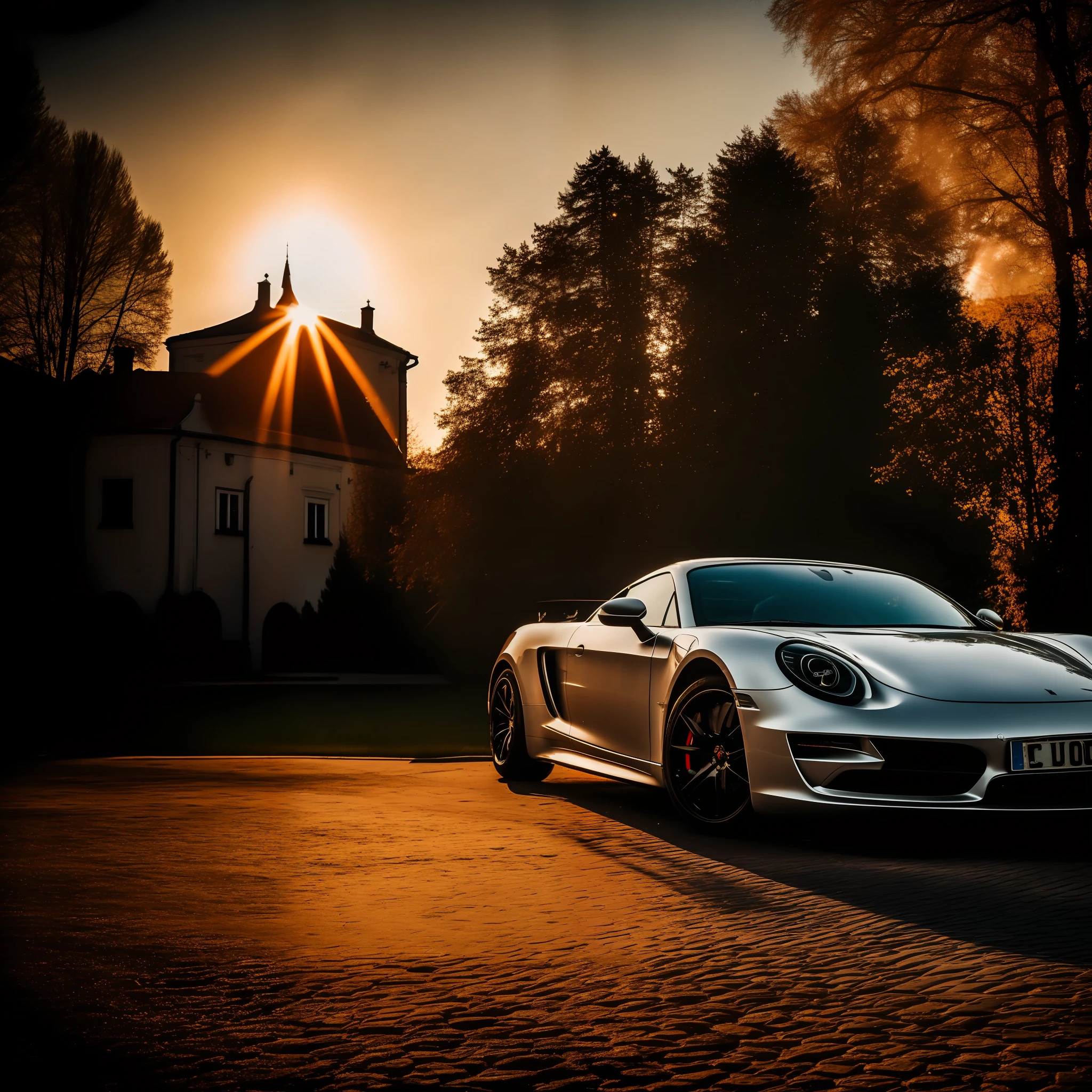 Sports car in Vilnius, Lithuania Spiritual atmosphere Backlighting