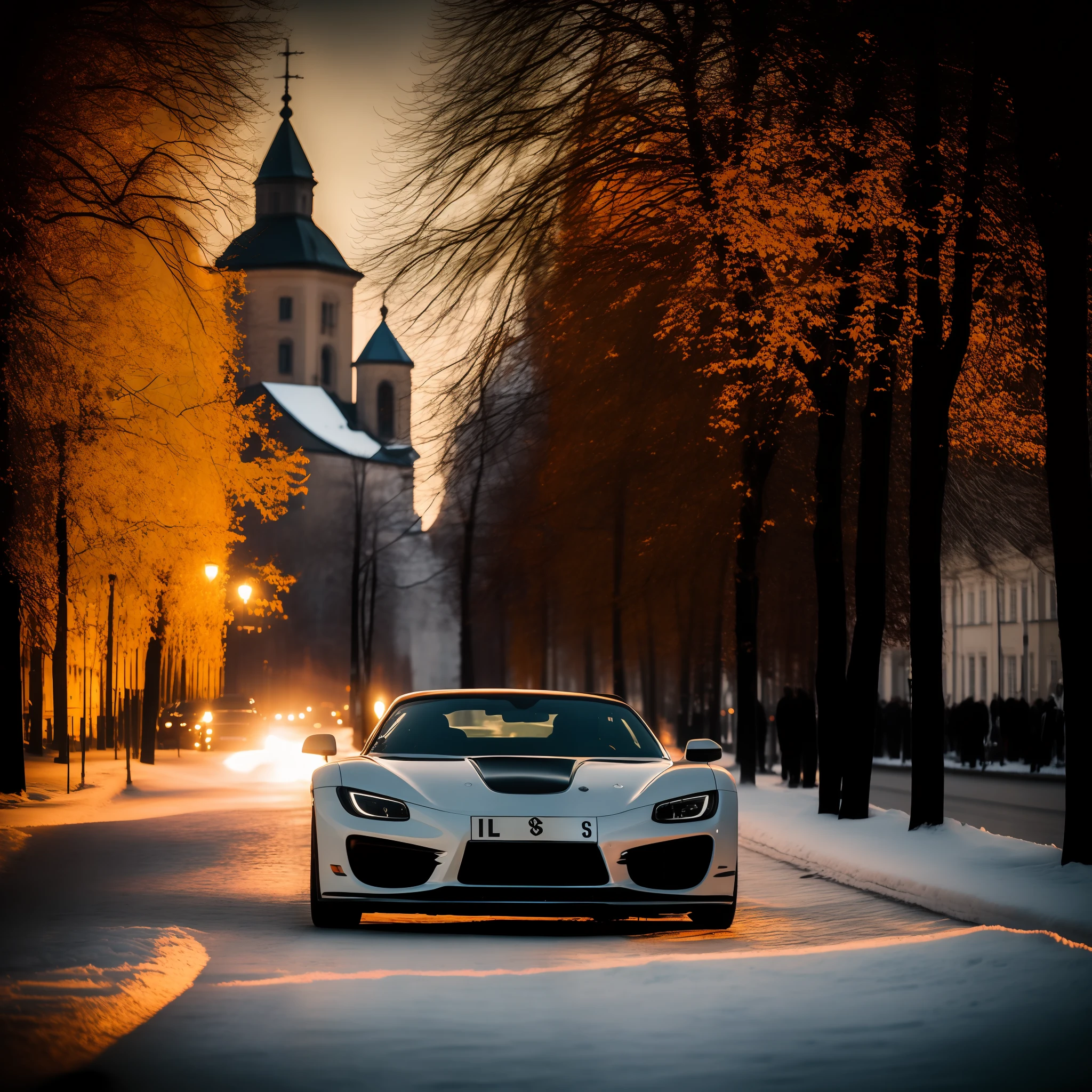 Sports car in Vilnius, Lithuania Spiritual atmosphere Backlighting