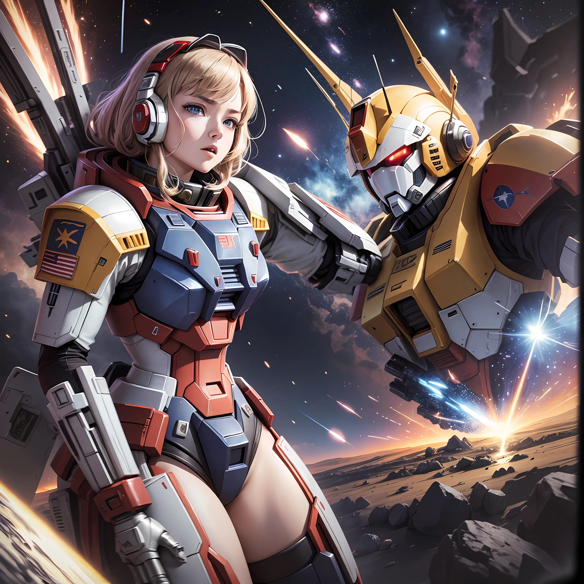 - Gundam Mobile Suit War, a war in space between mecha, eapaço, spaceships, gunshots and bombs