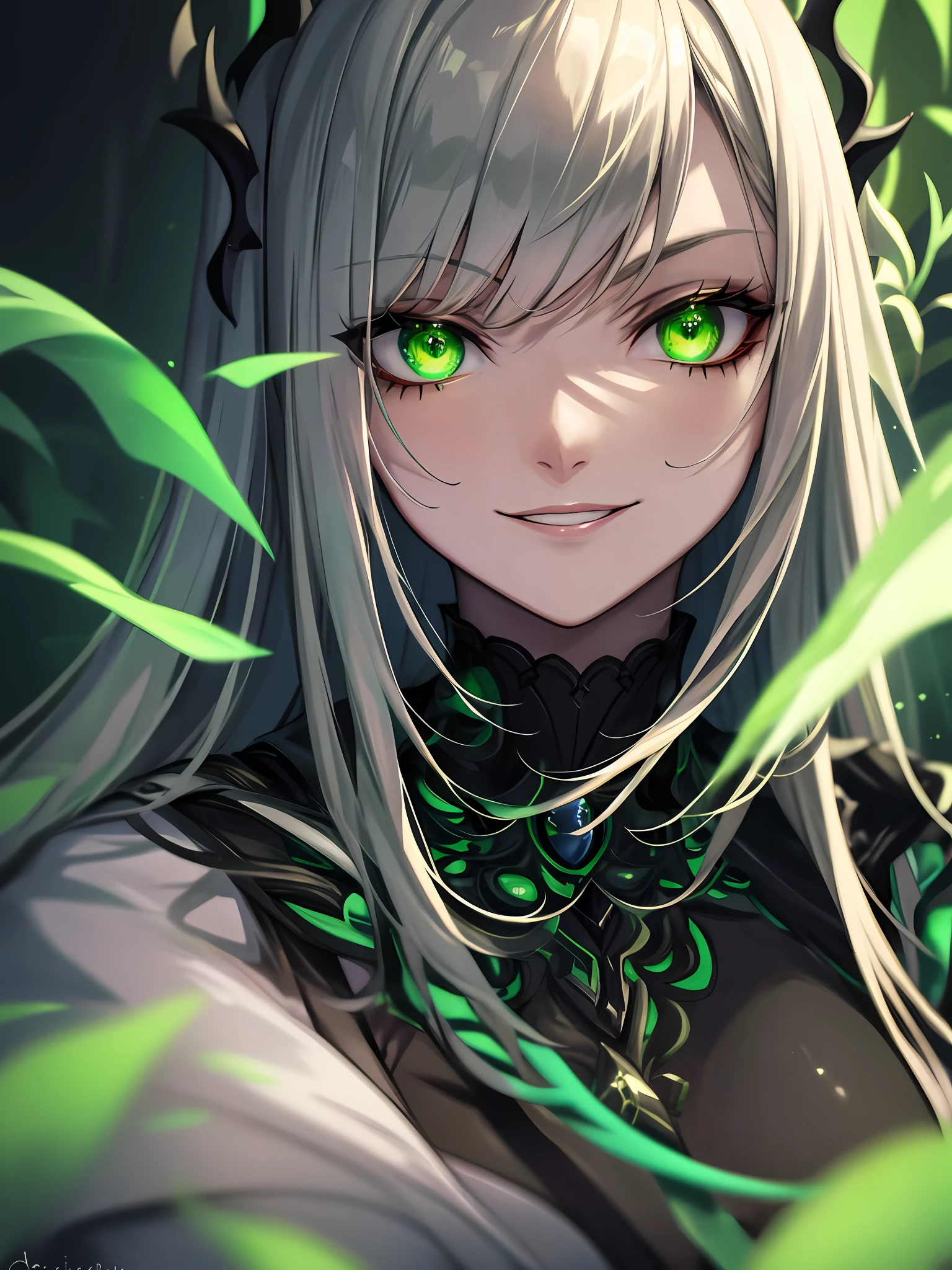 1lady , night hunter, glowing green eyes, night, mischivous smile, scary, close up
hard lighting, best quality, intricate, highly detailed, masterpiece,