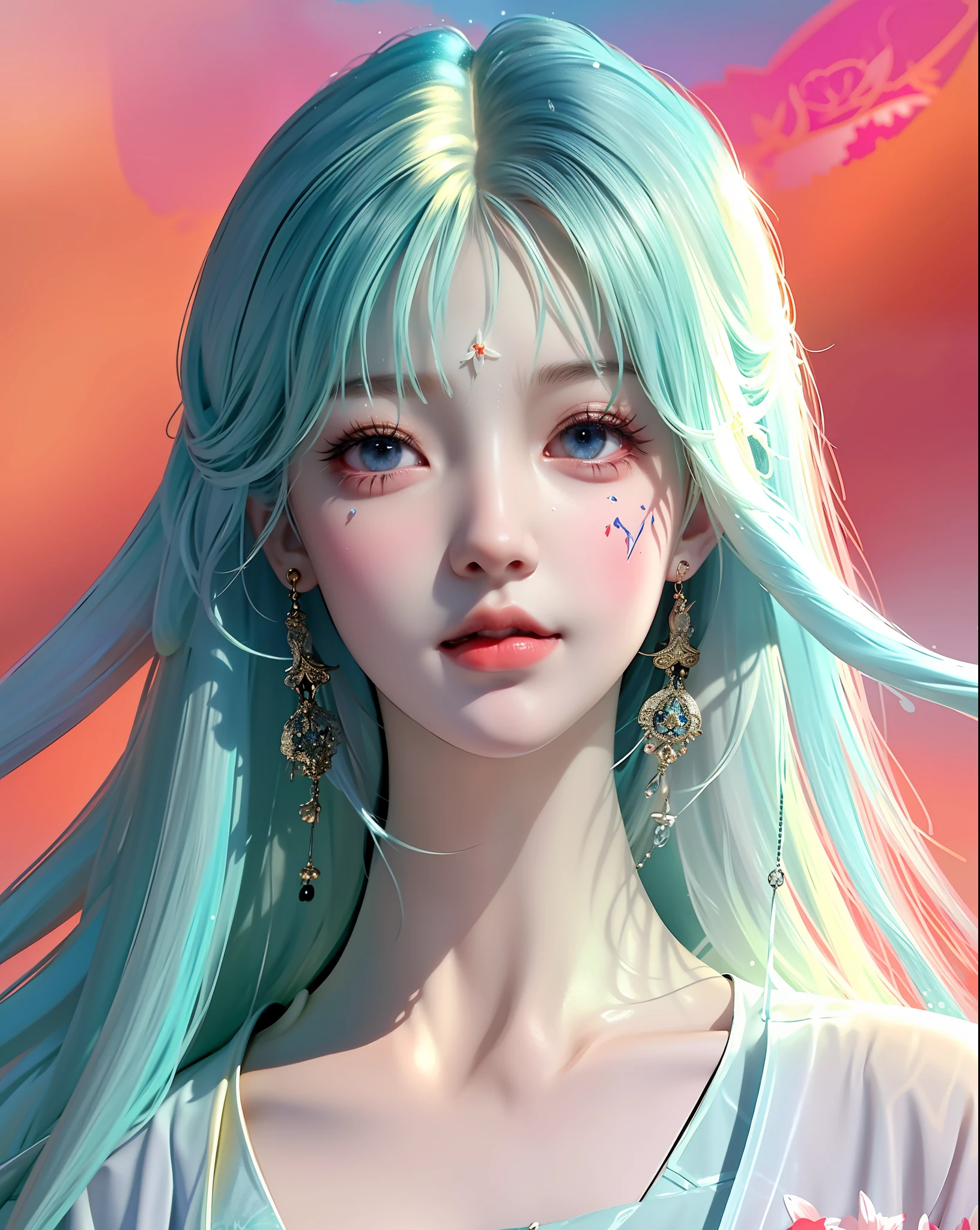 (8k, RAW photo:1.2), best quality, ultra high res,dramatic angle,(fluttered detailed color splashs), (illustration),(((1 girl))),(long hair),(rain:0.9), (头饰:1.4),少女身边有一座古宫,汉服,(重点),彩色水墨画,(泼彩),泼彩,(((colorful))),(素描:0.8) , Masterpiece, best quality, beautiful painted, highly detailed,(denoising:0.6),[splash ink],((ink refraction)), (beautiful detailed sky),moon,highly,detaild,(masterpiece, best quality, extremely detailed） CG unity 8k壁纸，杰作，最好的质量，超详细），（石蒜），