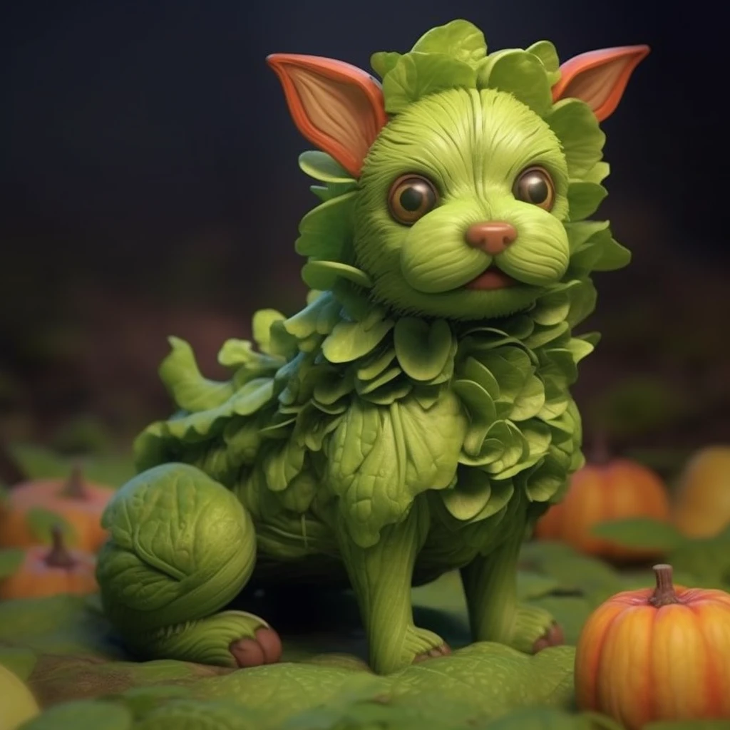 Vegetable dogs, cute, plants, fantasy creatures