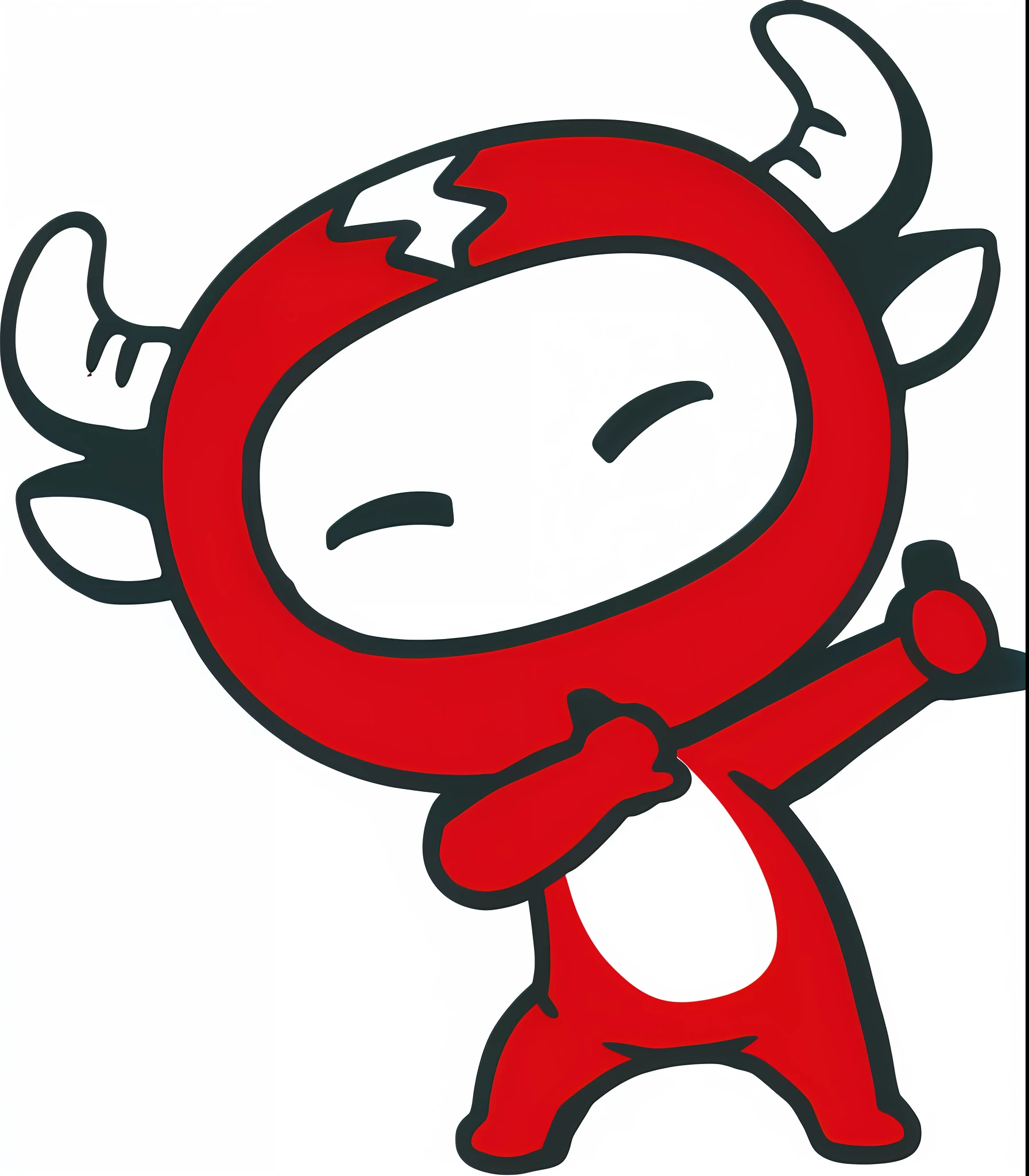 Cartoon calf and bow tie, Japanese mascot, mascot illustration, full body mascot, bull horn, cute monster character design, Toonix character, devil, Inamune design, Mika Kurai, a cow, demon, cartoon vector style, Miko