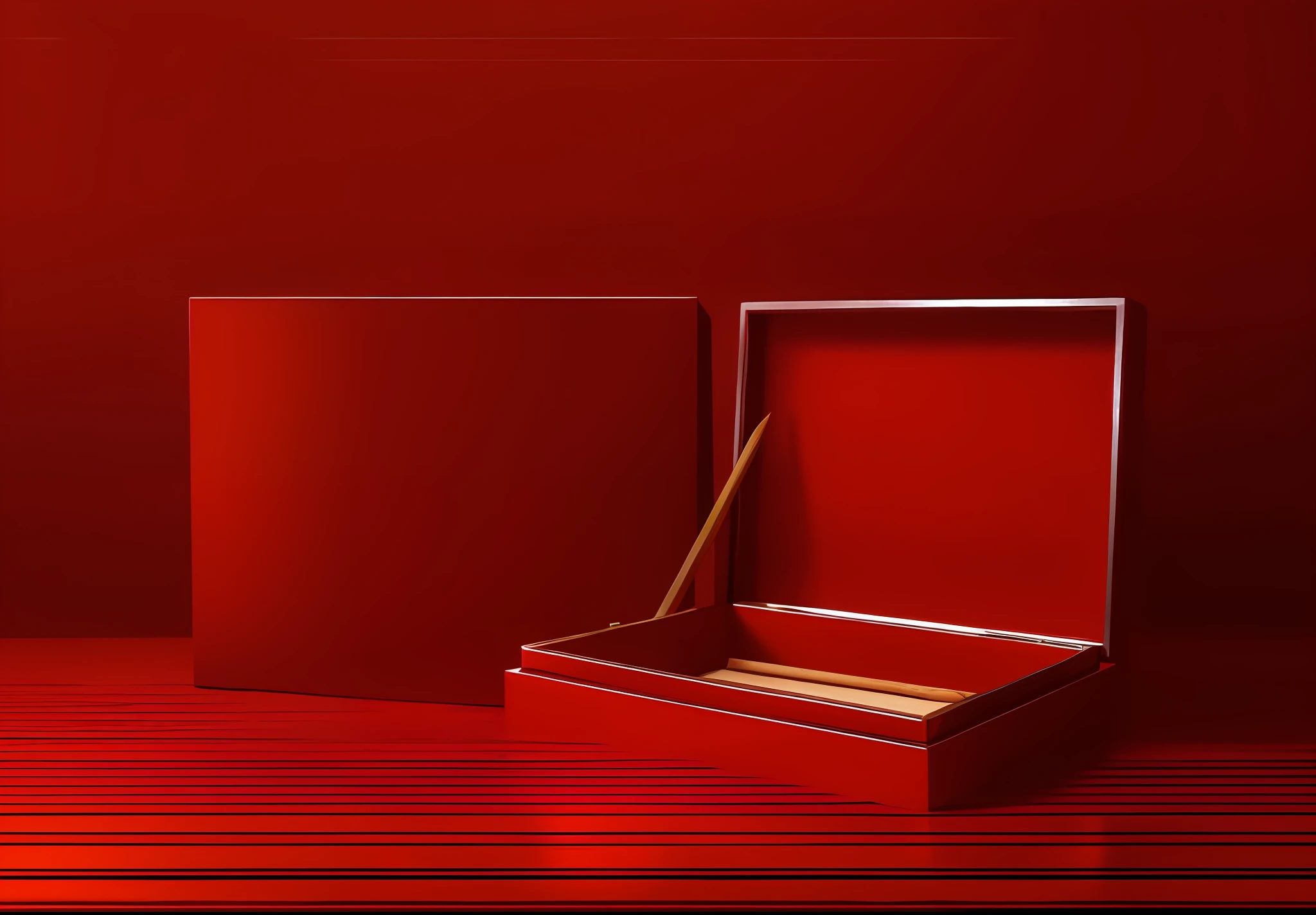 a red box with a wooden stick inside of it, box, elegent, sha xi, sichuan, gujian, mega, silk, packaging, sandra, shiny, eva, femme, pleasing, jia, 8 к, super, sleek, slim, shocking, beijing, f 2. 0, product introduction photo, glam, nanquan, high quality product, gorgeous