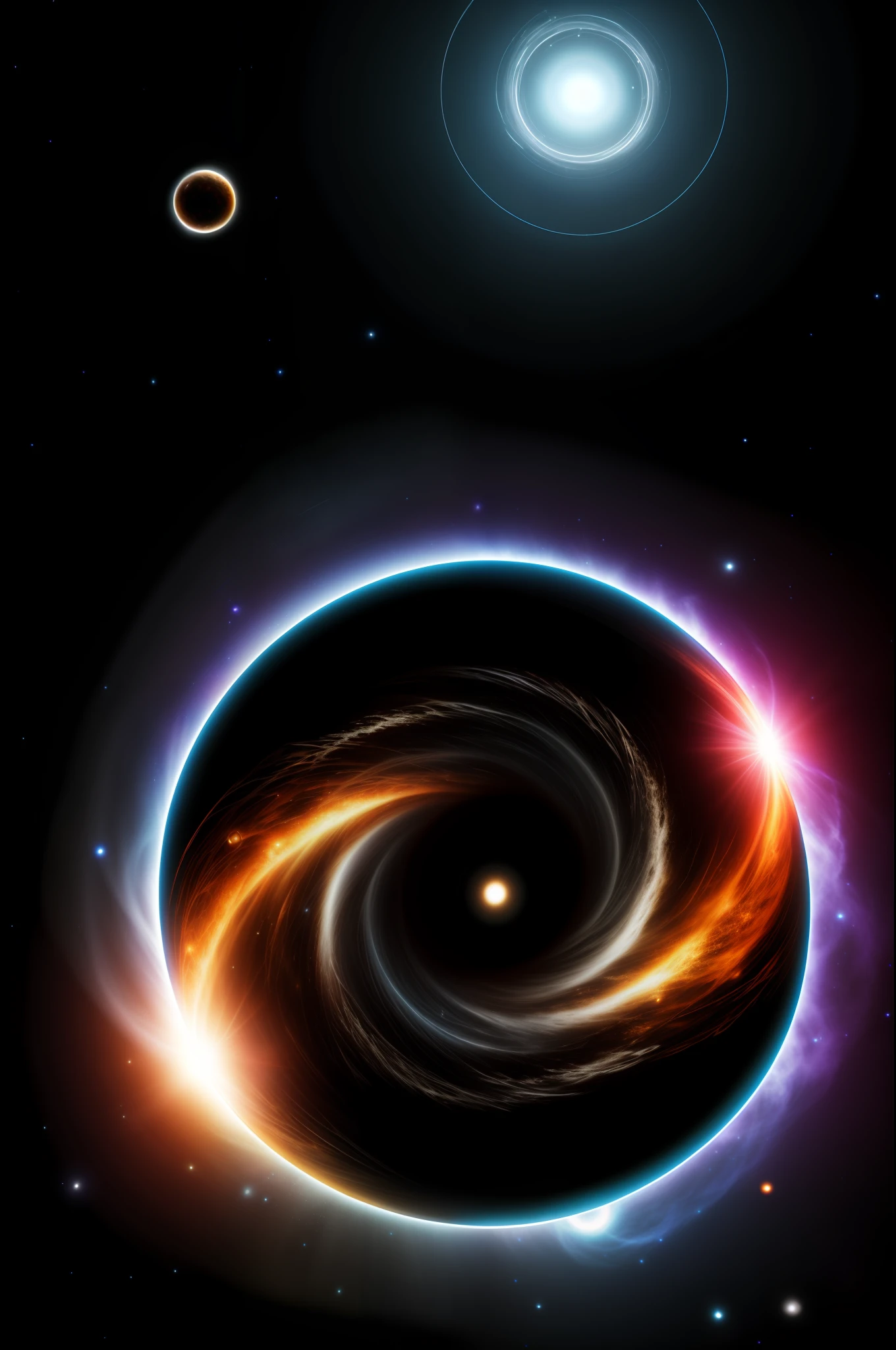 Black hole structure, event horizon, atom, quark, core, HDR, hyperdetail, complex detail, stars, galaxy mergers, electron nuclear plasma, white dwarfs, huge black holes devour all forces, light cannot escape the shackles of black holes