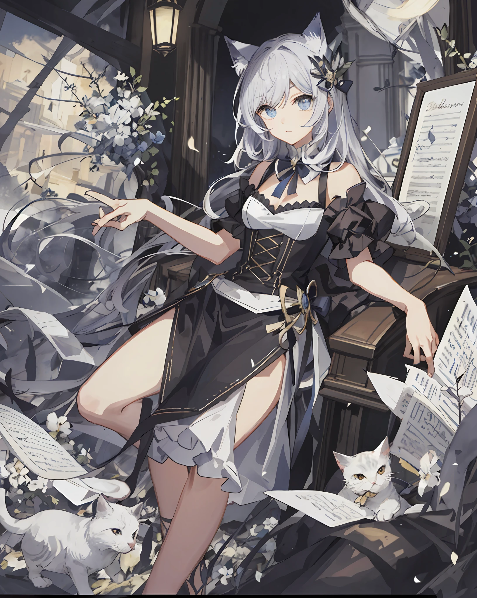 Illustration, exquisite, cat ears, classical art