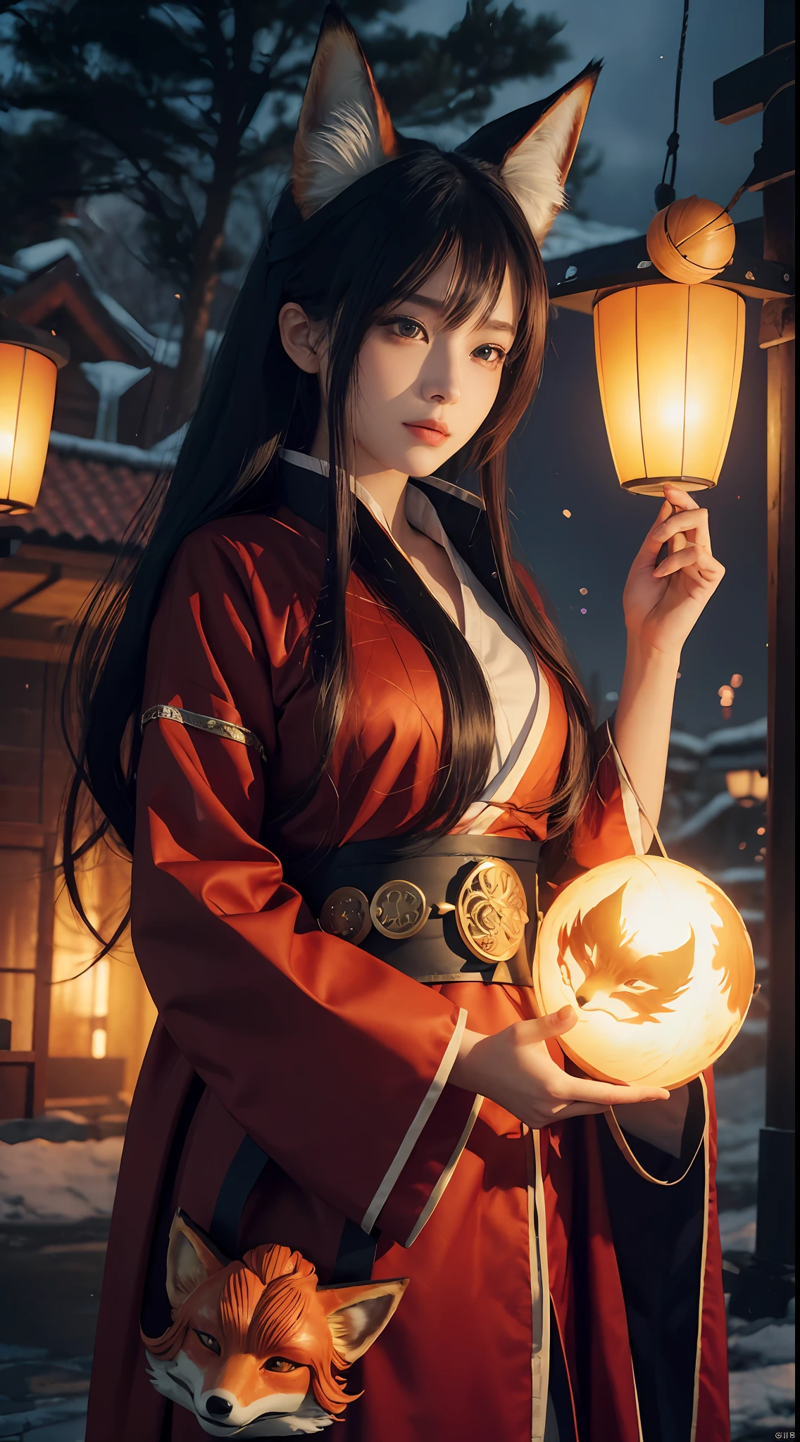 1girl,solo,
official art, unity 8k wallpaper, ultra detailed, beautiful and aesthetic, beautiful, masterpiece, best quality,
Kitsune witch, fox mask, haori jacket, foxfire spell, fox familiar, transformation,depth of field,