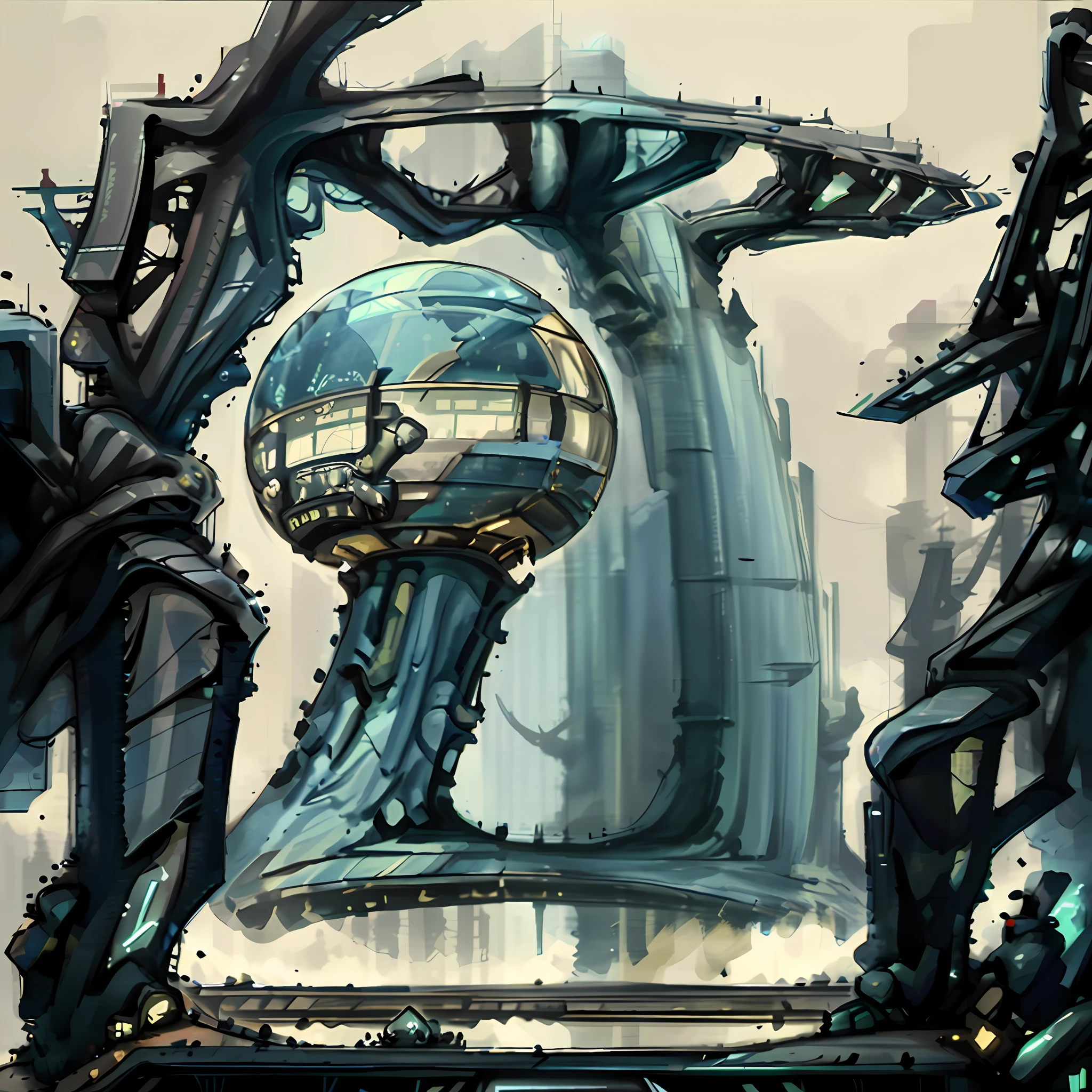 A BattleMechs design merged with a living tree, indigenous futurism, cyberpunk, avatar movie tree, machine tree symbiosis, science fiction, cyberpunk.