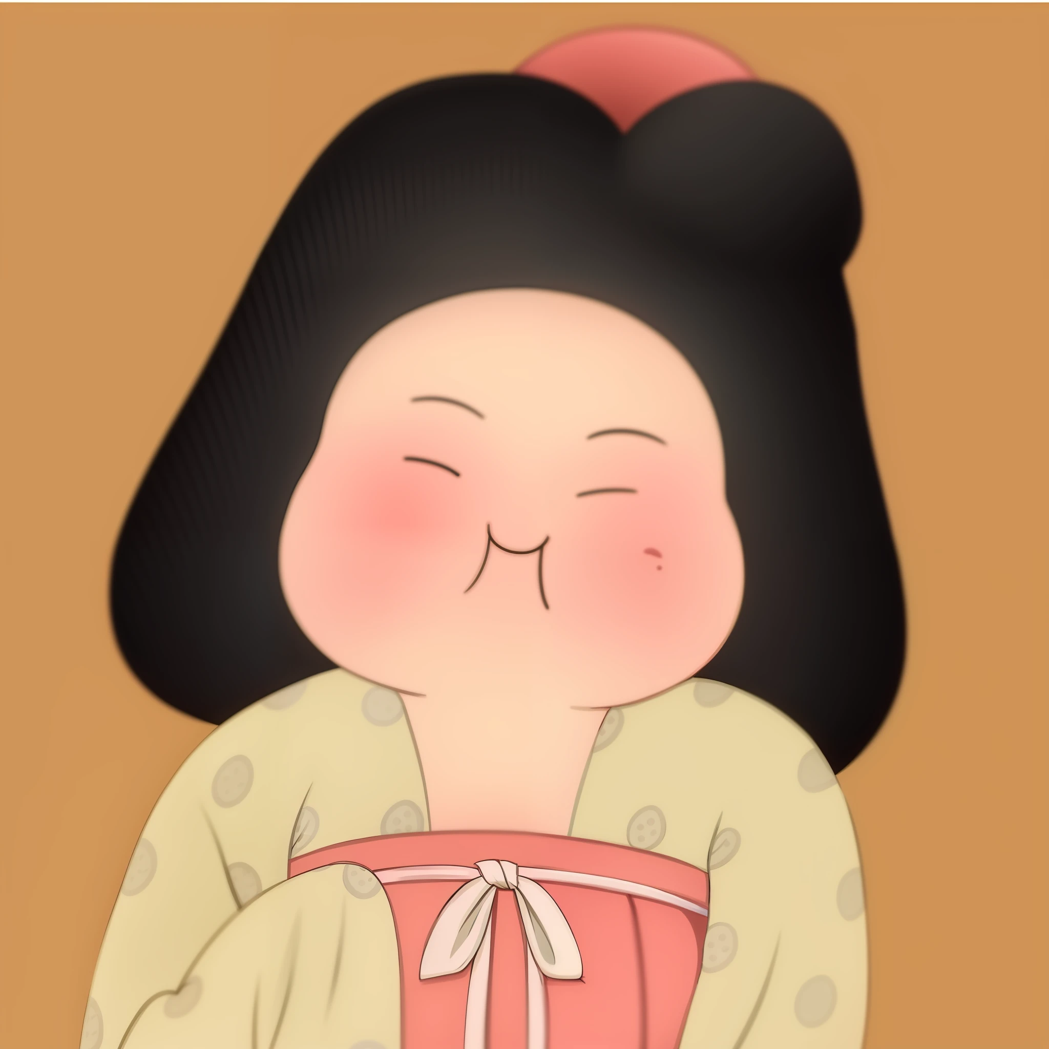 a close up of a cartoon character with a smile on her face, inspired by Takehisa Yumeji, mitsumayo, utamaro kitagawa style, by Fujiwara Takanobu, by Kanō Takanobu, japanese animation style, yoshitomo nara, by Nakahara Nantenbō