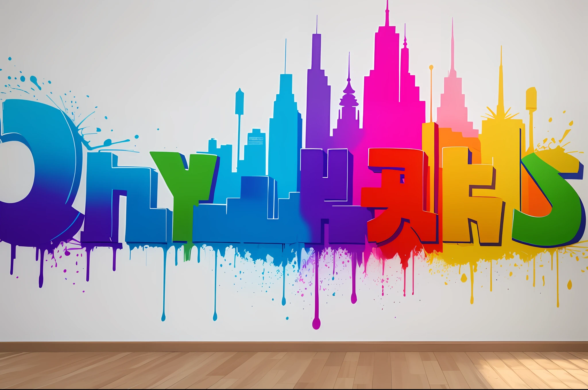 Graffiti painting, street art, 8k wallpaper extremely detailed CG unit, 8k landscape, artwork, masterpiece, best quality, amazing light brush strokes, of a woman in graffiti style on a white wall with vibrant colors.