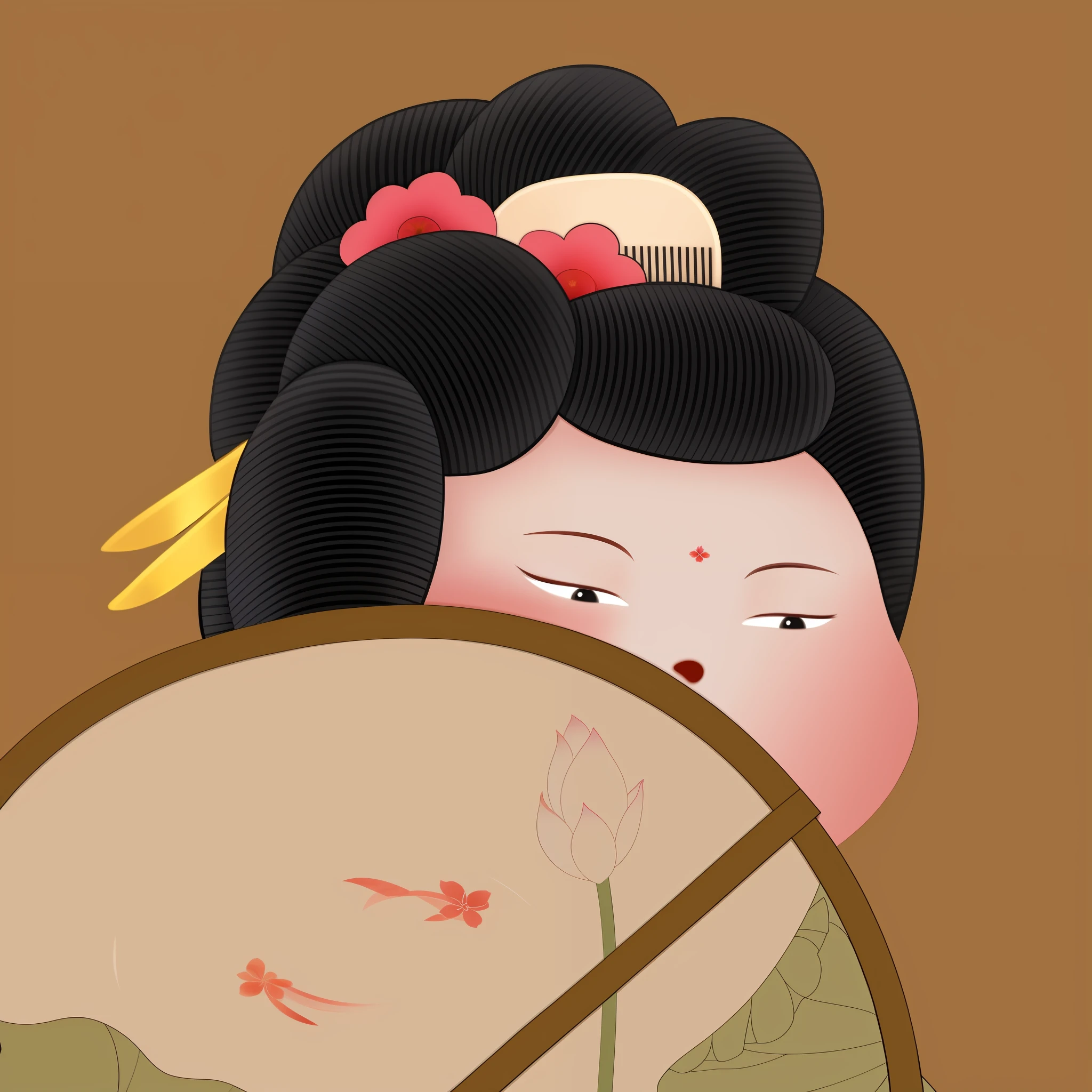 there is a woman with a fan and a flower in her hand, inspired by Nara Yoshitomo, a beautiful artwork illustration, japanese illustration, inspired by Kanō Takanobu, inspired by Uemura Shōen, inspired by Yun Shouping, by Nara Yoshitomo, portrait of geisha, portrait of a geisha
