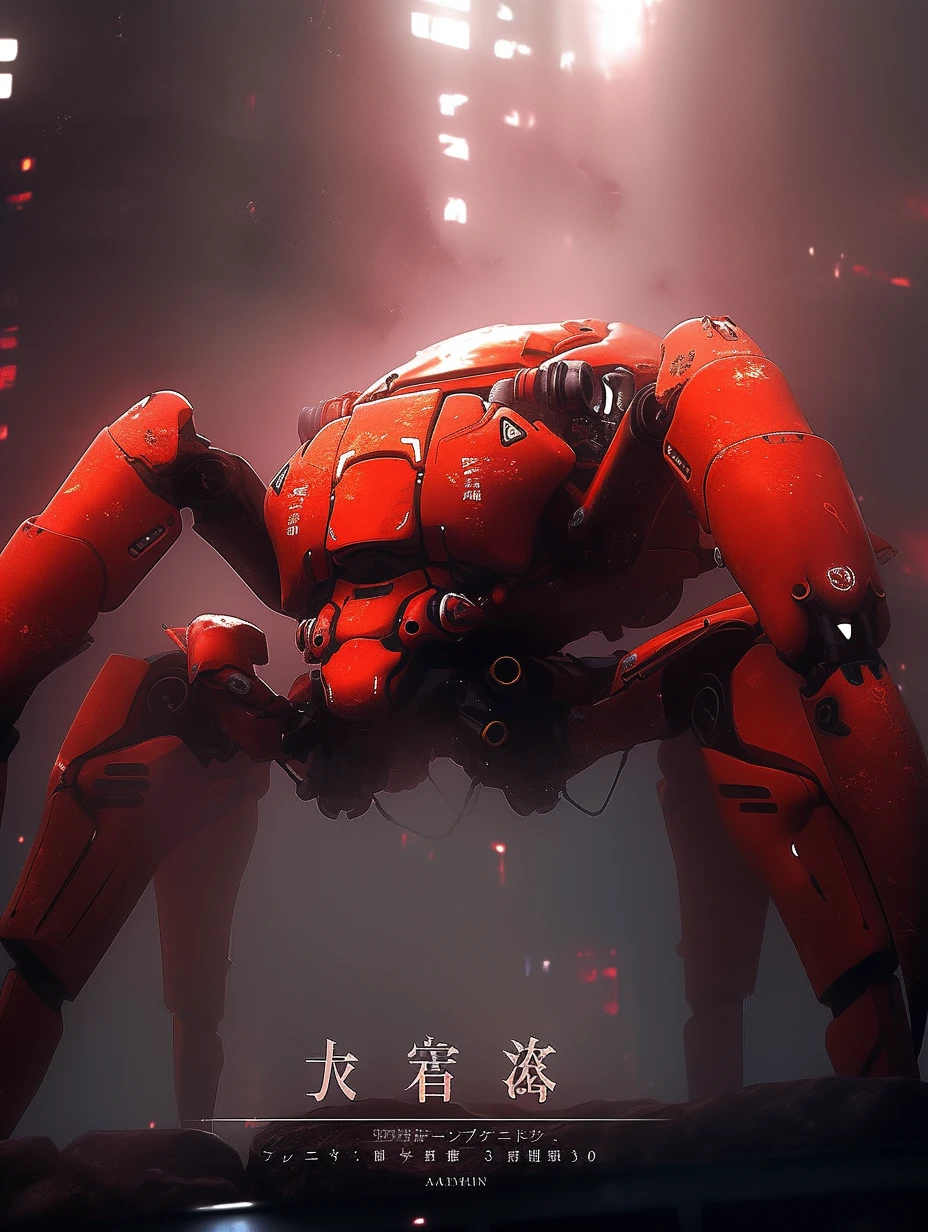 Crab robot, full body, movie lighting, advertising poster, octane rendering, moody lighting, octane rendering, --ar 3:4 --niji 5 --s 40