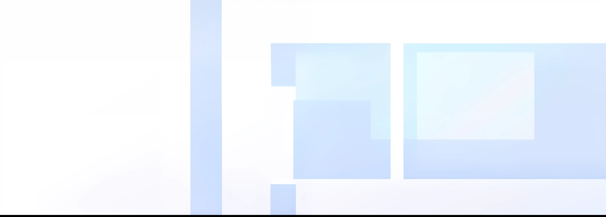 Box, frosted glass, 2.5d, minimalist background, 3d matte illustration, wide image, no text, blue realistic 3d rendering, on gray background, commercial banner, full view blank background, plain background