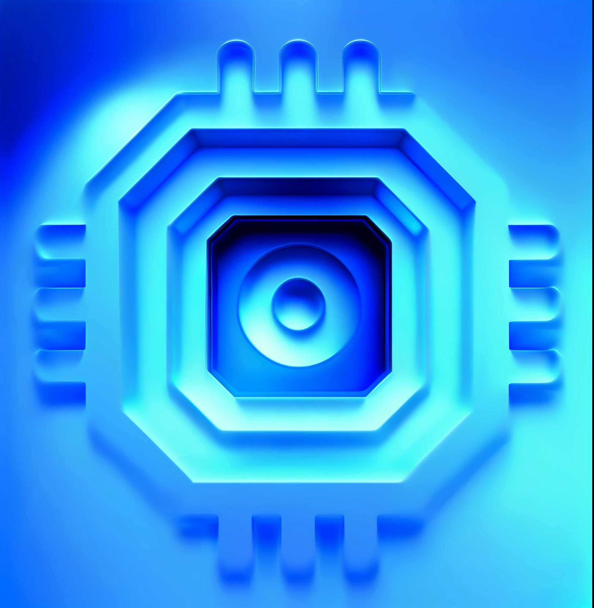 Technology, blue + frosted glass, industrial, 3D, icon design