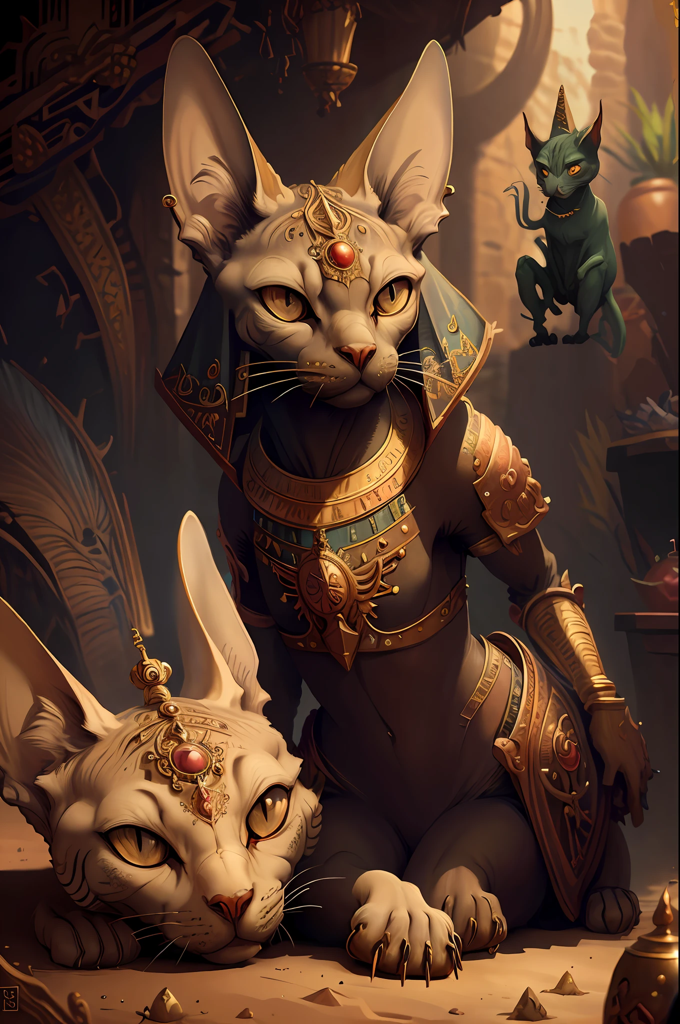best quality,(masterpiece:1.2),
OldEgyptAI, cornish rex, fantasy creatures,