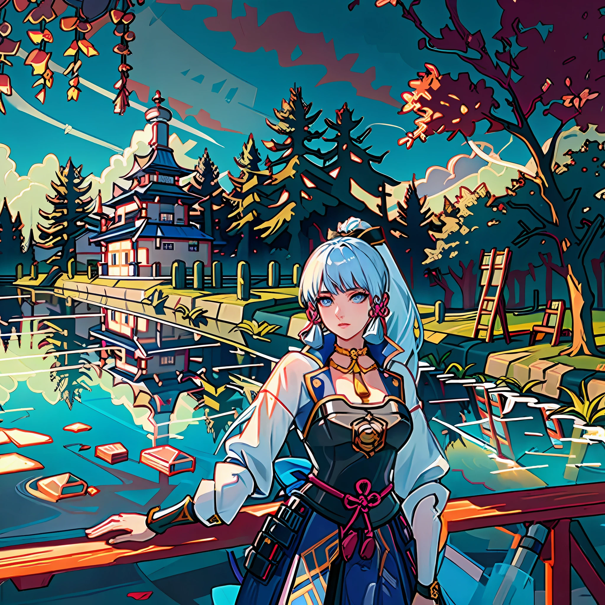 (masterpiece), (best quality), (ultra detailed),(disheveled hair),(illustration), (1girl), standing, (simple background),beautiful detailed eyes, light blue eyes, detailed beautiful face, (kamisato ayaka: 1.2), focus on face, ponytail, kamisato ayaka(genshin impact), light blue hair, detailed hair, bangs, best lighting, best shadow, highly detailed