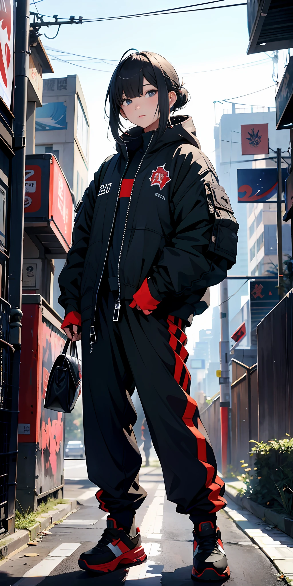 荒谬的分辨率, 高分辨率, (masterpiece:1.4), 超详细, 1girl, Wear a lightweight spacesuit, no helmet,absurdres,Ready Player One,(masterpiece:1.4), ultra-detailed, 1girl, stand up, space uniform,2023 fashion, cyberpunk streetwear