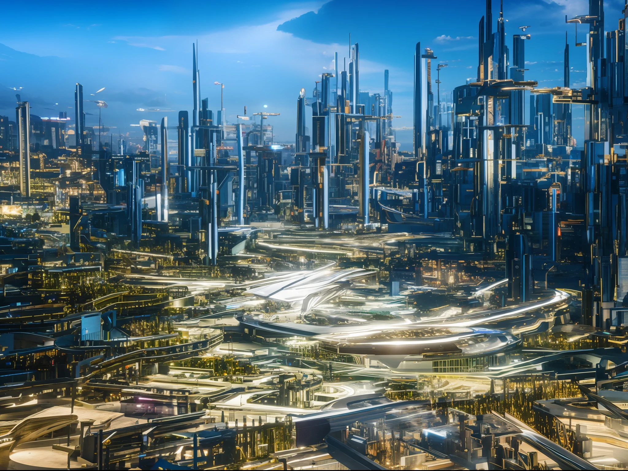 render, landscape of a futuristic sci fi city, sci fi, ultra realistic, high resolution, city