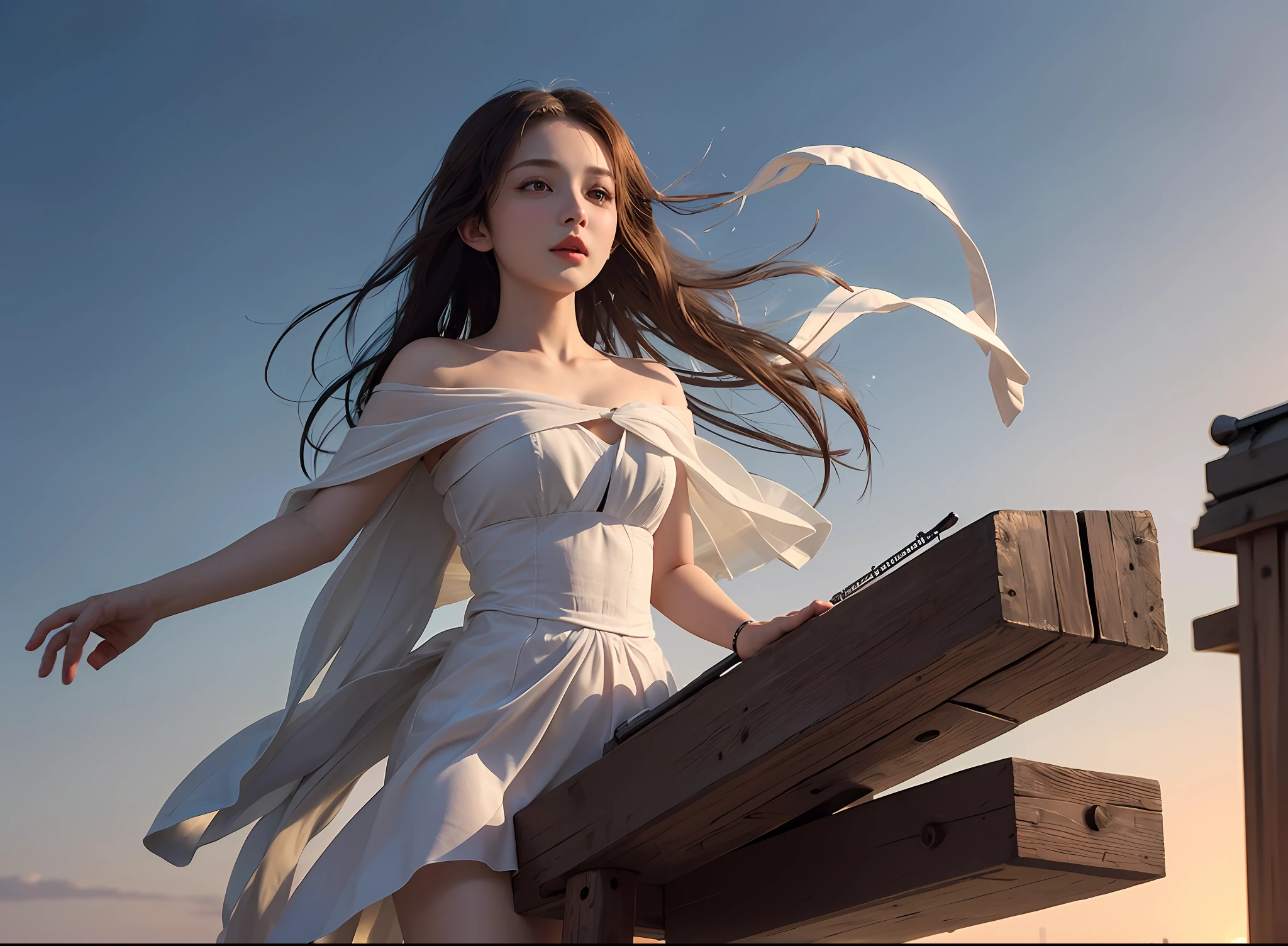 (Extremely detailed CG Unity 8k wallpapers, masterpiece, best quality, super detailed), (best lighting, best shadows, extremely delicate beauty), floating, [(1 girl), dynamic angle, (Long black hair: 1.1) similar to obsidian, gorgeous, (danphoenix eyes), (silky skin), (perfect curves), (charming collarbone), (perfect hands, hand repair), upper body, PerfectNwsjMajic, ((long black hair, silky hair)), (flowing dress), slender body, (seductive eyes): 0.8], [twilight, lakeside, a rainbow-colored butterfly, (Nature: 1.2), (Breeze: 1.1), Light through trees, (Soft touch of wind), (Depth of field): 0.7]