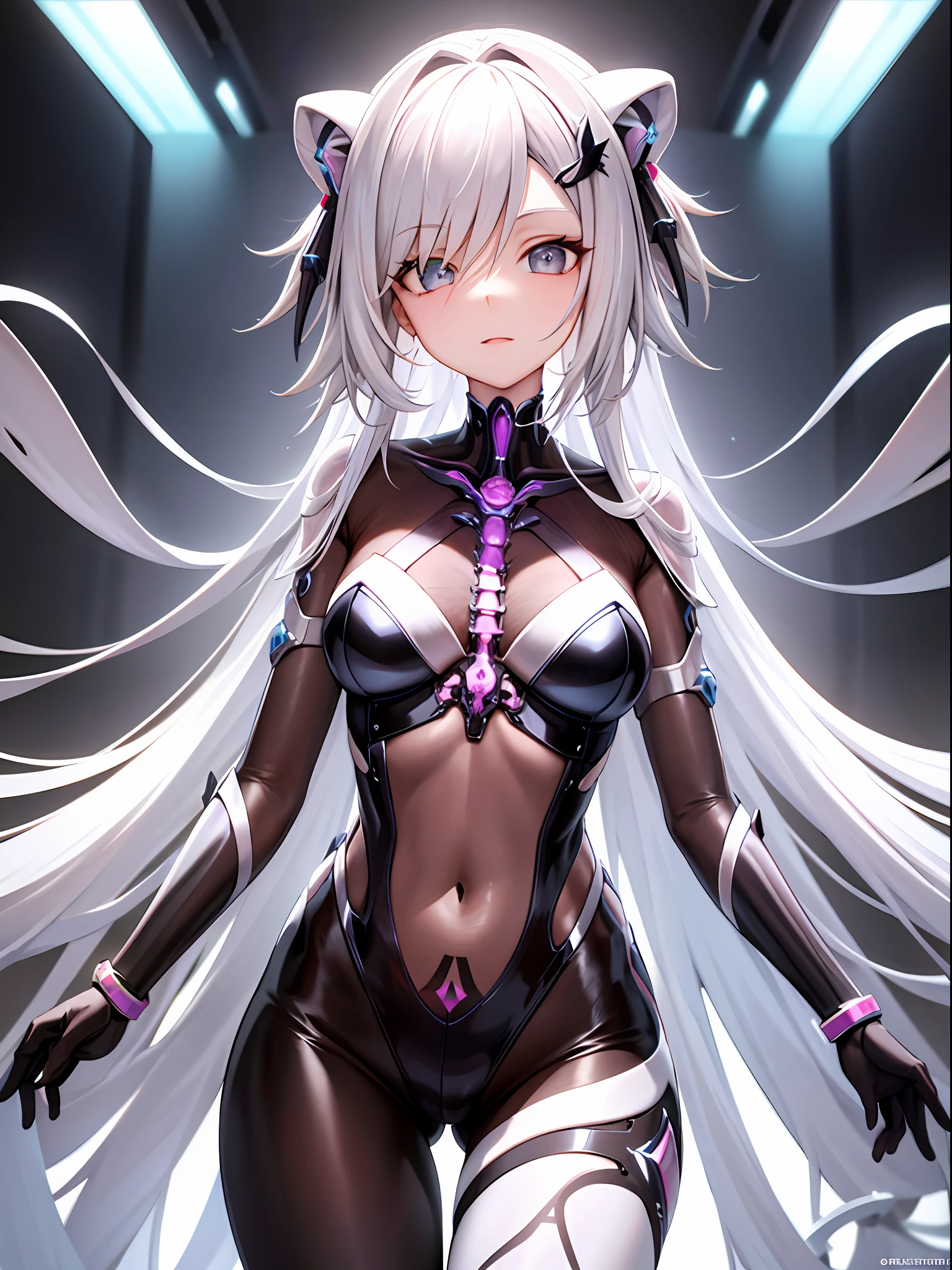 masterpiece, best quality, 1girl, translucent skin with bone, mechanical,