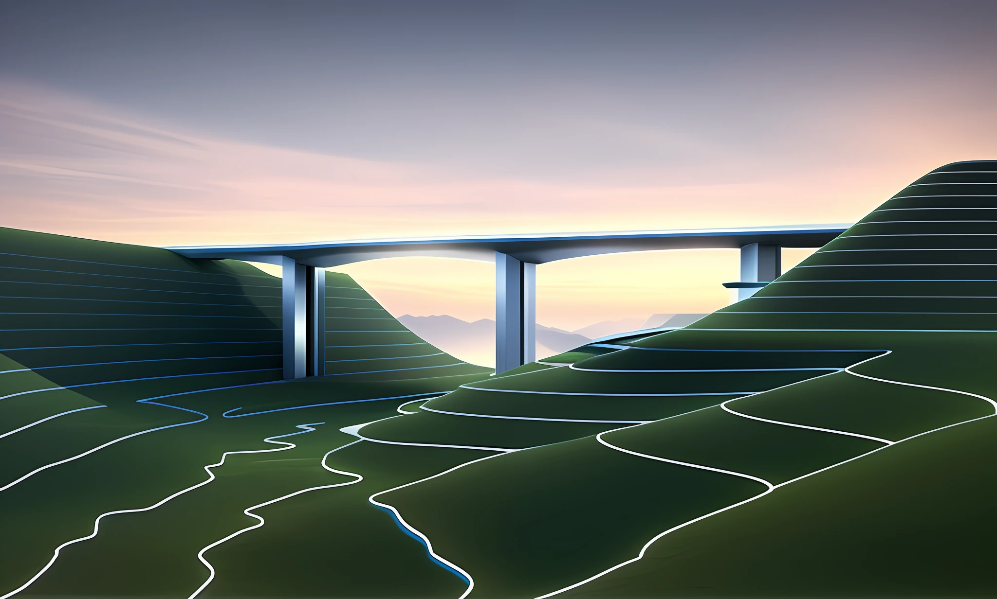 The theme of the 300-meter cross-mountain bridge is modern technology integration: this theme can emphasize the combination of bridge design and modern technological elements of the coke-chrome integration project. Using advanced materials and innovative designs, it shows the power and futuristic sense of technology