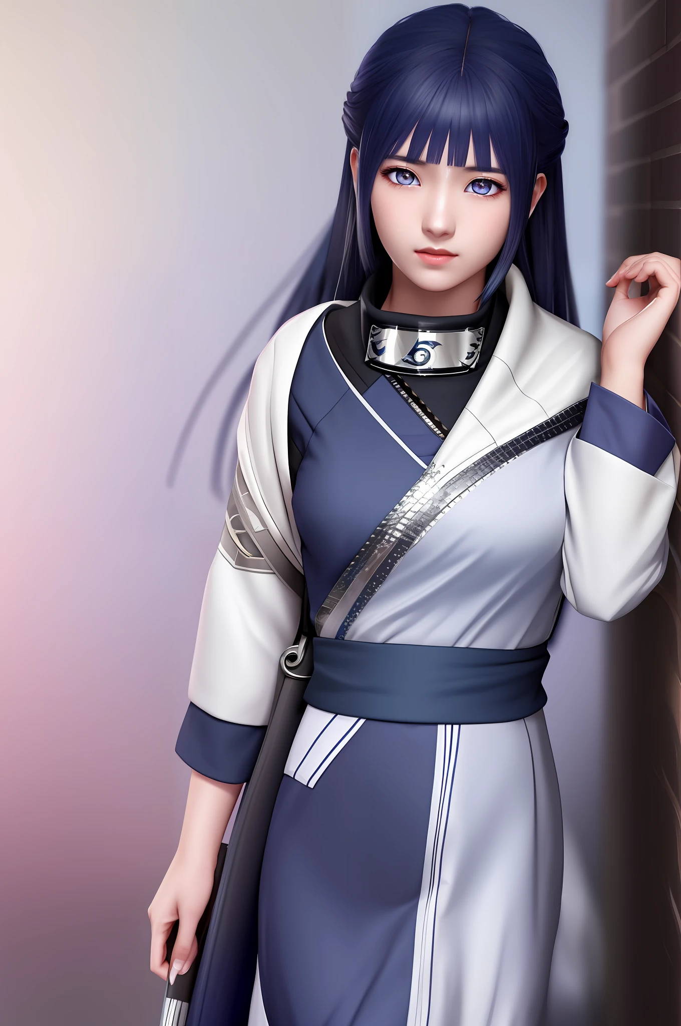 (extremely detailed CG unity 8k wallpaper), the most beautiful artwork in the world, 1girl, upper body, (((white eyes))),(((dark blue hair))),(((Konoha Ninja)))
