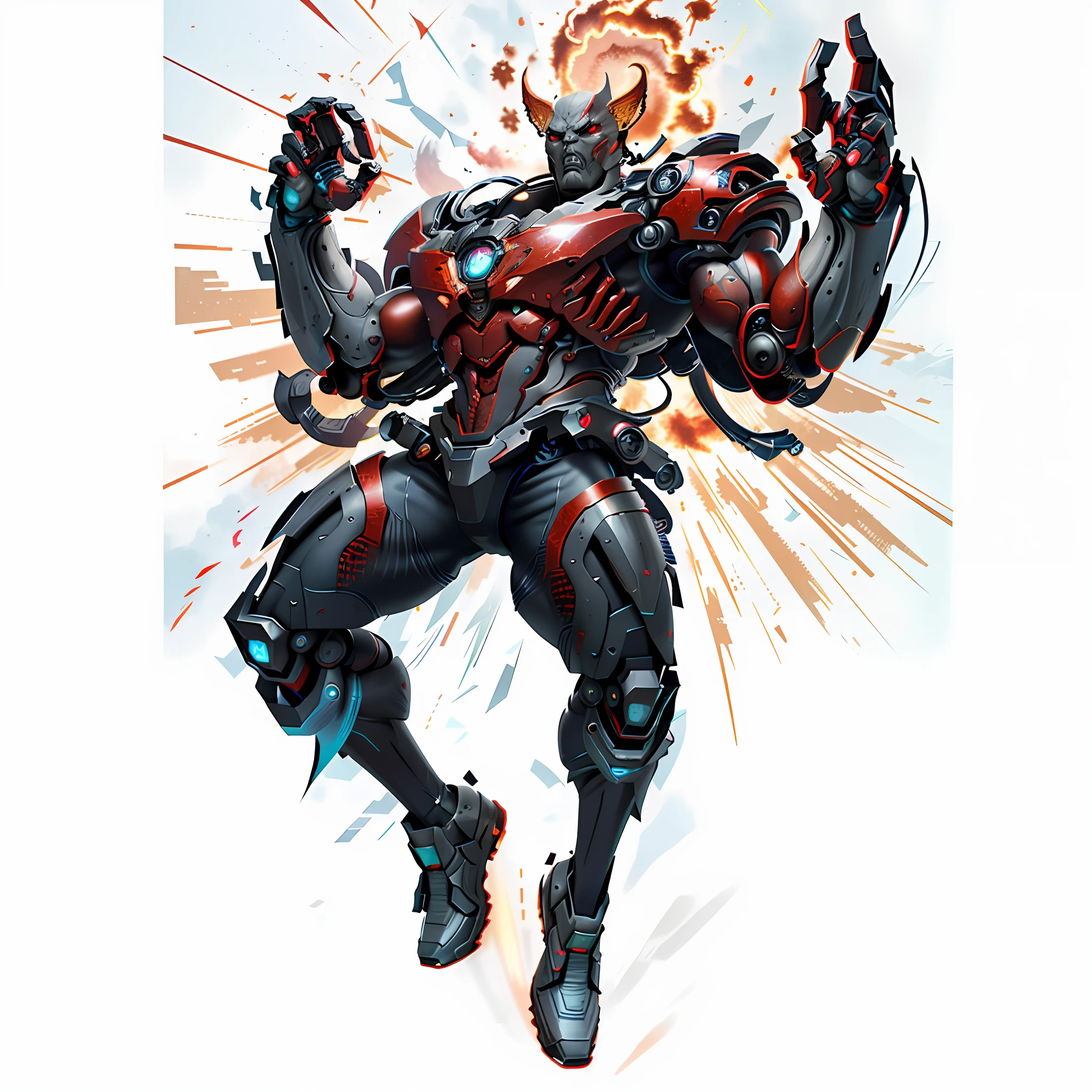 , PolyCount Contest Winner, 8K Detail, 8K Octave Rendered Photo, Shadows Unreal Engine 5, Red Muscle, Energy Burst, Futuristic Style