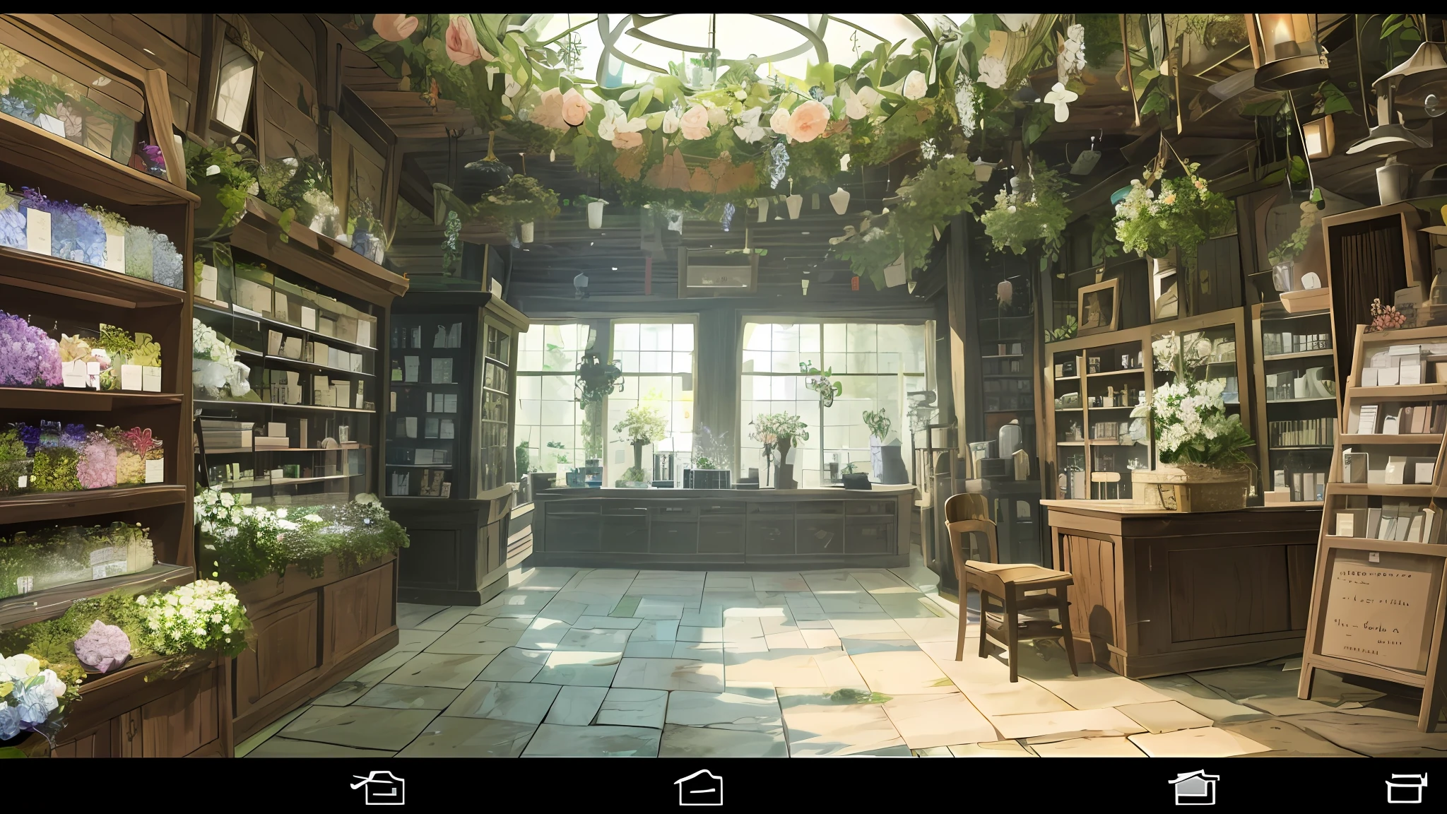 there is a small screen with a lot of papers on it, lots of papers, so many papers, flower shop scene, lots of papers and flowers, brewing potion in witch hut, papers everywhere, apothecary, pc screenshot, shop window for magical weapons, many papers, graphic of enchanted terrarium, some paper life, high quality screenshot, in game screenshot
