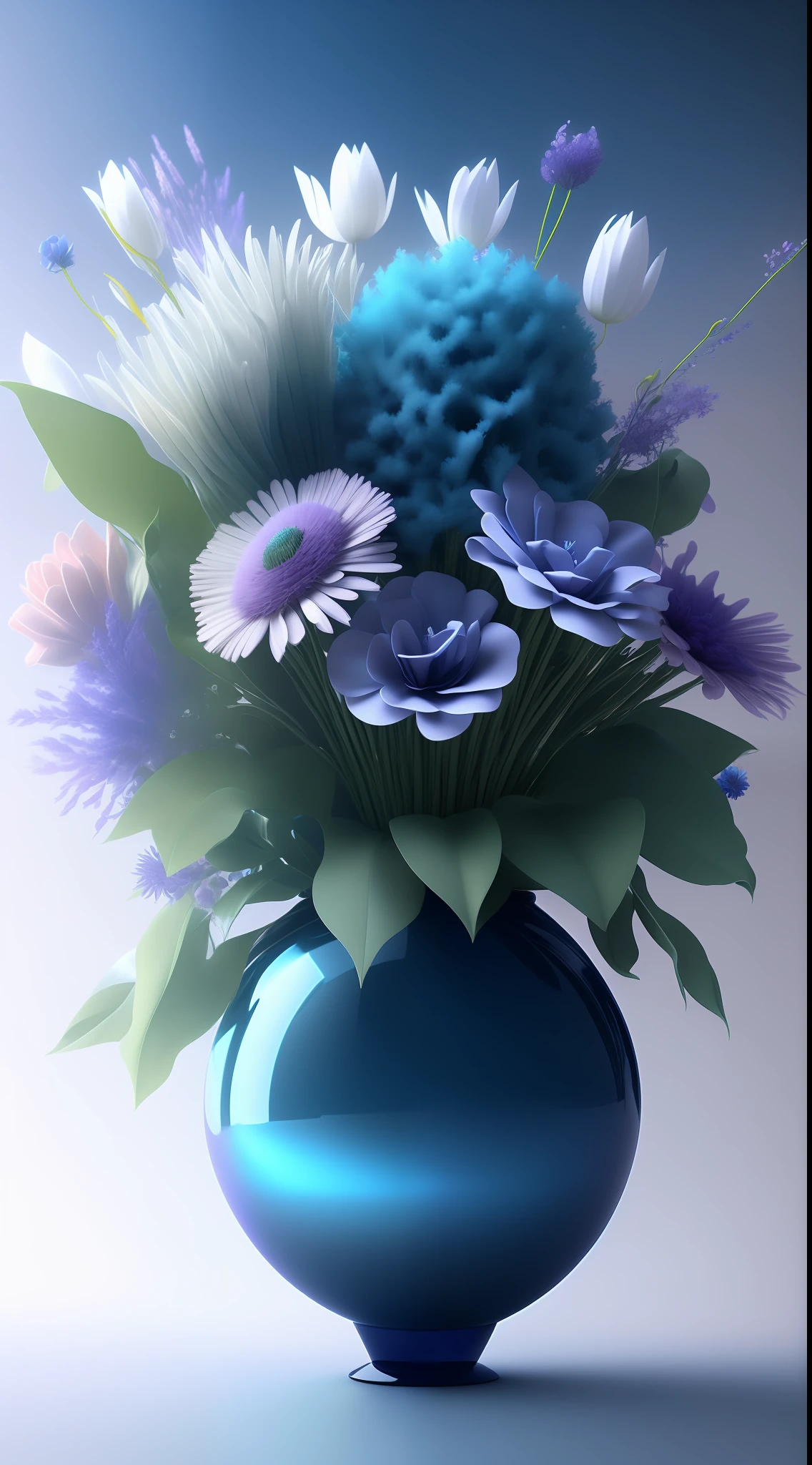 Dopamine, Surreal Airbrush Art, Rhine Blue, CGSociety, Unreal Engine, 16K, Rendering, CGI, Concept Art, Trends on Artstation, Ddreamlike Style, Flower Arrangement Look