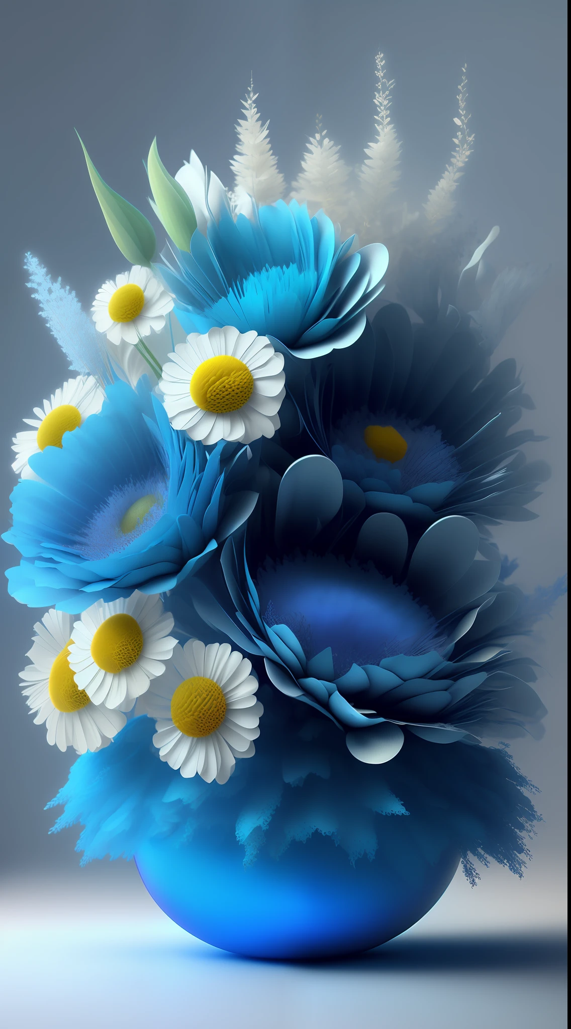 Dopamine, Surreal Airbrush Art, Rhine Blue, CGSociety, Unreal Engine, 16K, Rendering, CGI, Concept Art, Trends on Artstation, Ddreamlike Style, Flower Arrangement Look