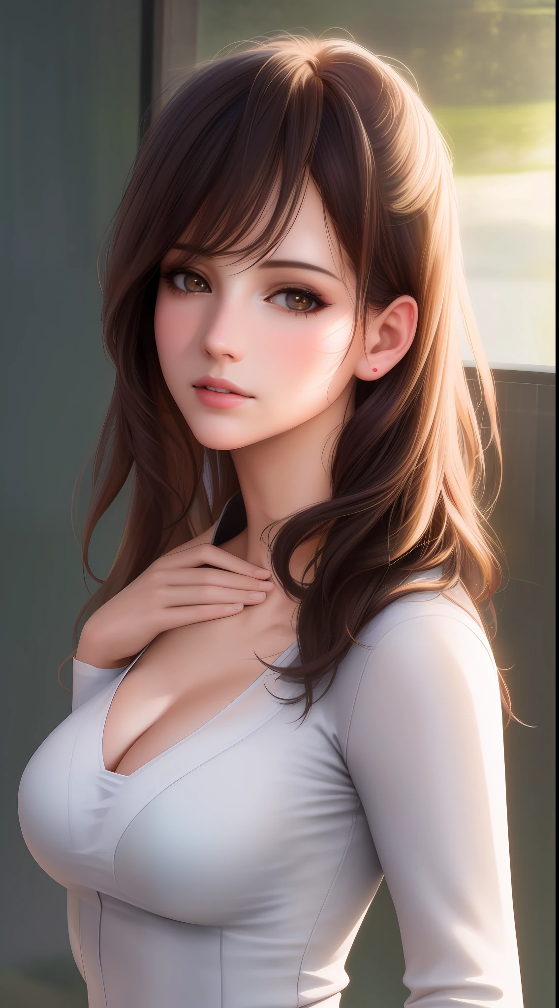((Best quality, 8k, Masterpiece :1.3)), Beautiful face, (photo realistic:1.4), soft lighting, (high detailed skin:1.3), 8k uhd, dslr, high quality, high resolution, 4k, 8k, absurdres, best ratio four finger and one thumb, (realistic:1.4), ((realistic medium breasts :1.3)), Highly detailed face and skin texture, Detailed eyes, Double eyelid, full body view, 1girl,