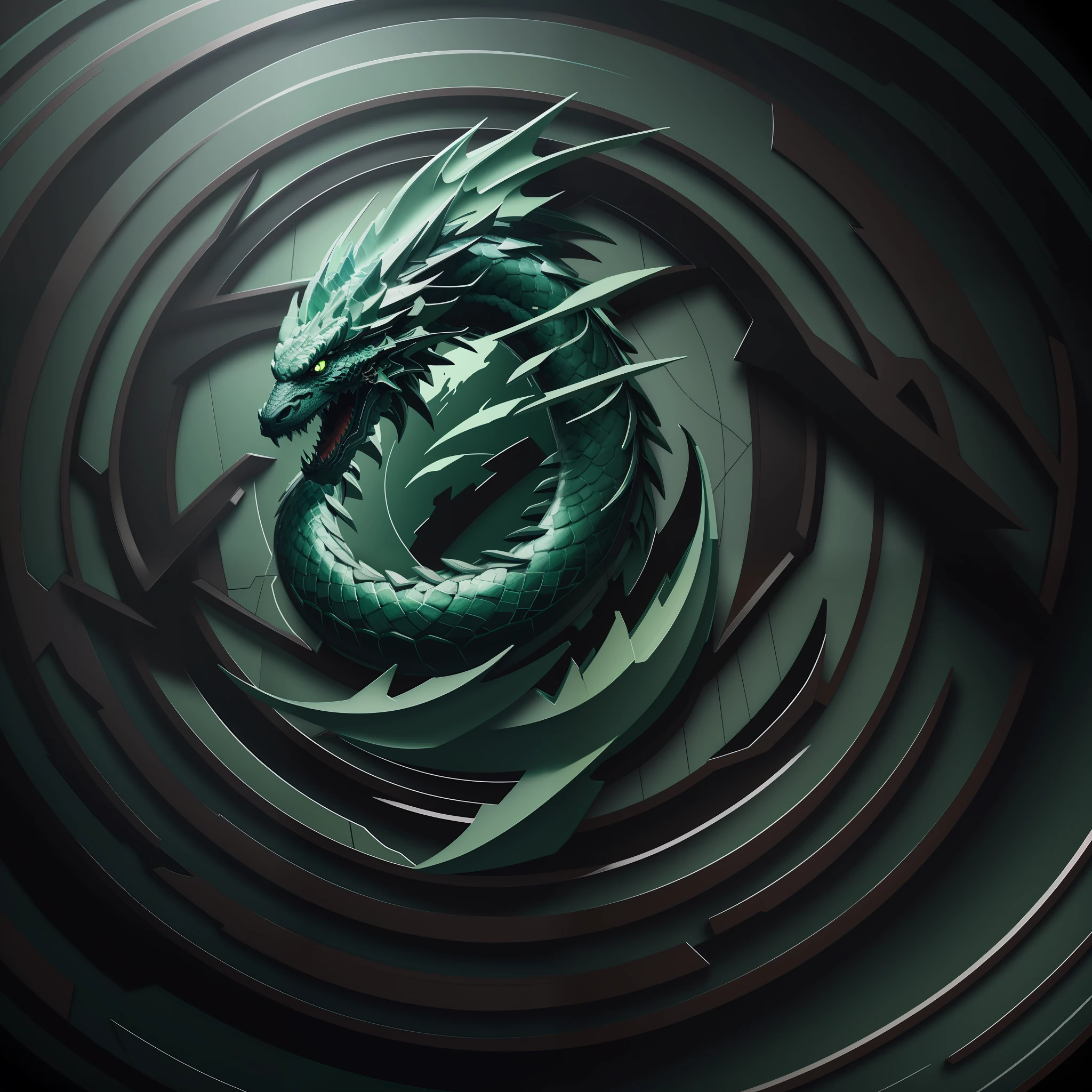 1Dragon(Circular Emblem: 1.5)(Black and Green Dragon: 1.5)(Ultra Quality,Unparalleled Masterpiece:1.4)(Realism:1.2),(Realisitc:1.2)(Absurdres:1.2)anime style,4K,Overwhelmingly Pixel-Perfect,Detailed,Ultra-Detailed,Digital Art,Flat vector art