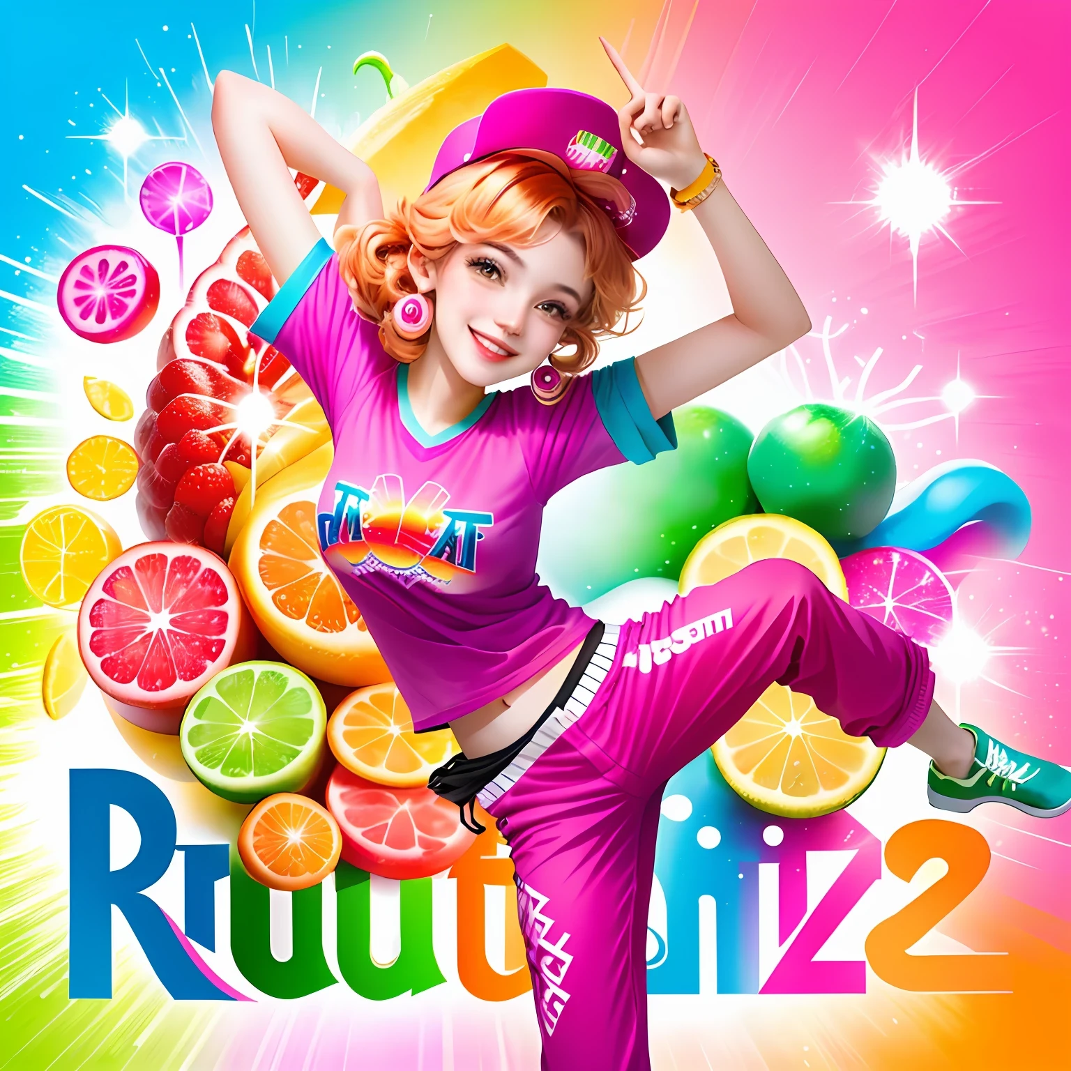 make a brand logo for my brand 'fruitfizz' , make a logo with the word 'fruitfizz' written in a funky style in a colourfull colour with a smile at the bootom