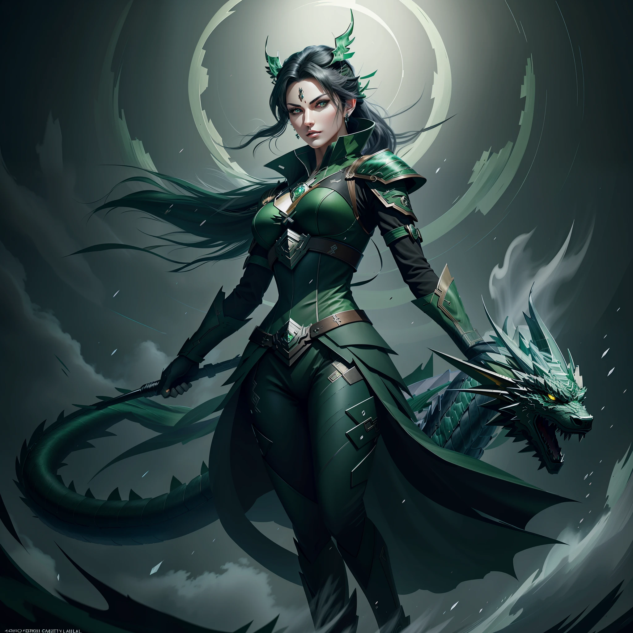 (Circular Emblem: 1.5)(Black and Green Dragon: 1.5)(Ultra Quality,Unparalleled Masterpiece:1.4)(Realism:1.2),(Realisitc:1.2)(Absurdres:1.2)anime style,4K,Overwhelmingly Pixel-Perfect,Detailed,Ultra-Detailed,Digital Art,Flat vector art,shadowrealmstyle,shadow soldier,CRYSTALLINEAI