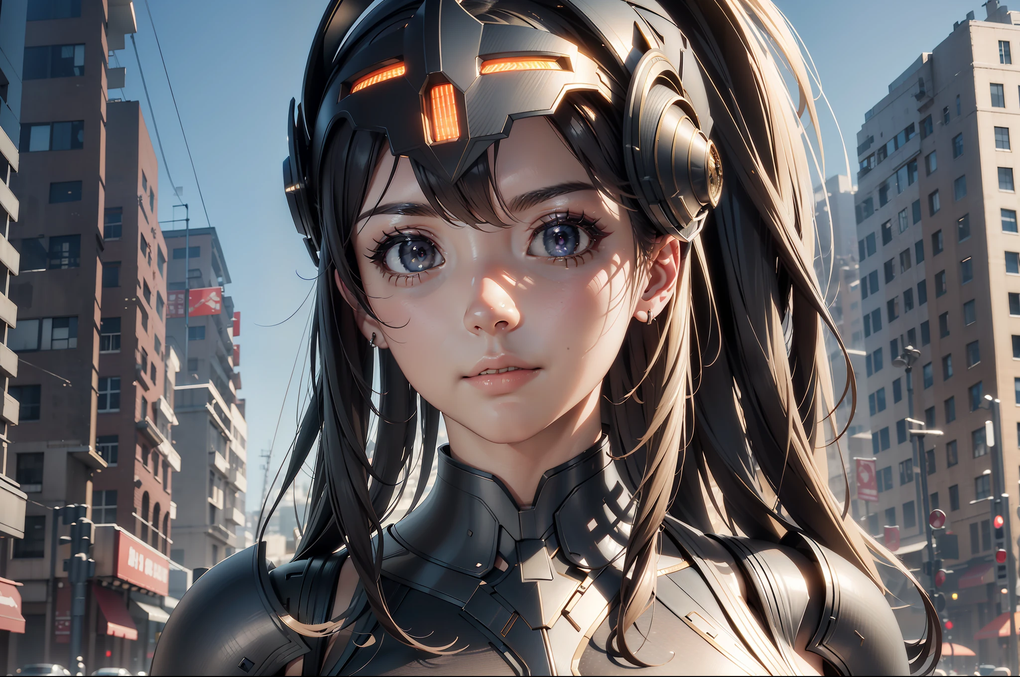 (Best quality, Masterpiece: 1.2), 1 Killer, Male, Solo, Realistic, Ultra High Resolution, Front Lighting, Intricate Details, Fine Details and Textures, Vibrant, Facial Highlight, Sexy, Glamorous, (Beautiful Detailed Eyes), (Beautiful Detailed Face), (Science Fiction Armor, Cybernetics, Futuristic, Helmet), Dense Fog, Bokeh, Science Fiction, SC3pt4 Style, Flying in the City During the Day, (Masterpiece), Best Quality, High Resolution, 8k, Detailed Illustration, Amazing Quality, 1 Male, Suitable for Men, Amazing Shadows, Soft Lighting, Facing the Camera, Perfect Eyes,