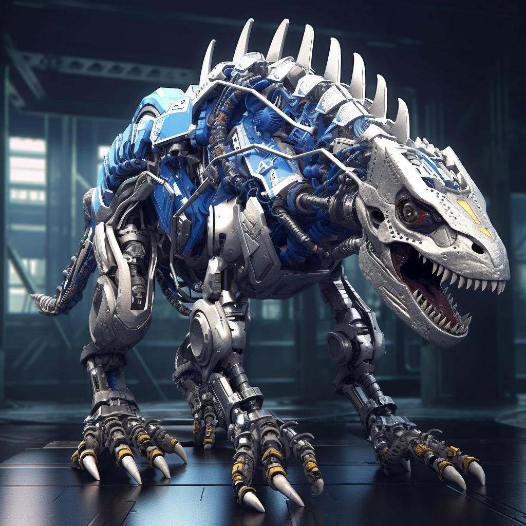 Mechanical Tyrannosaurus Beast, Digimon, Bionic Mech, UHD, 8k, High Resolution, High Detail, Octane Rendering,--niji