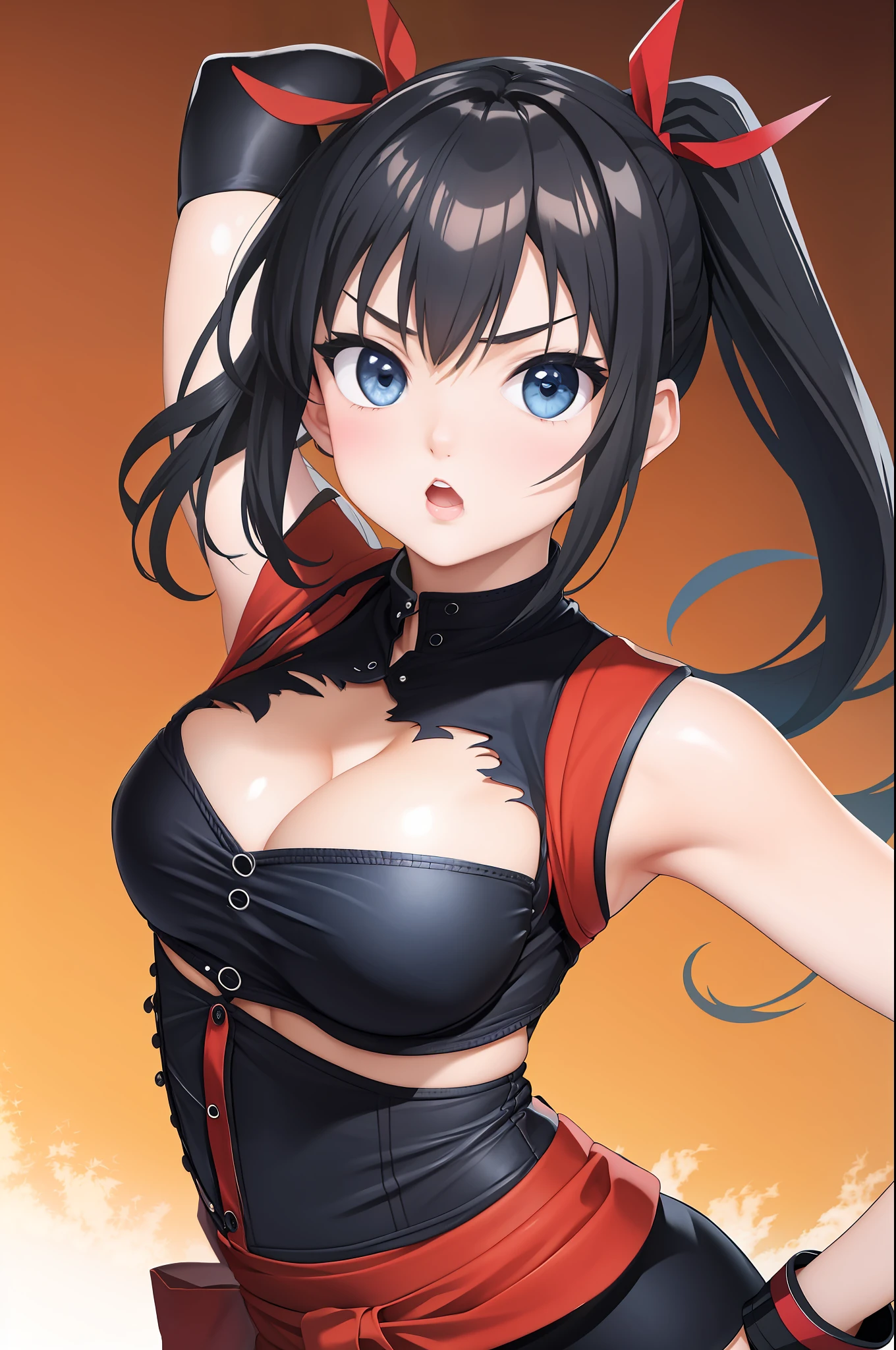 nsfw,areola slip,breast grab,cleavage between breasts,gravure,nude,cleavage cutout,torn clothes,open clothes,cleavage,sideboob,underboob,