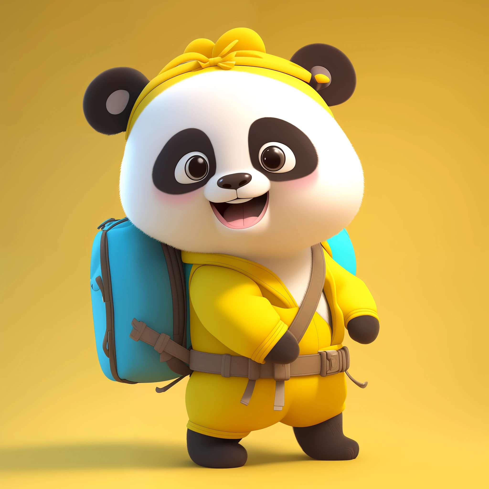 a close up of a panda bear with a backpack and a backpack, 3d model of a japanese mascot, cute 3 d render, cute panda, cute cartoon character, cute character, “portrait of a cartoon animal, toon render keyshot, 3 d character render, cute pixar character, panda panda panda, panda, cute! c4d, animation character