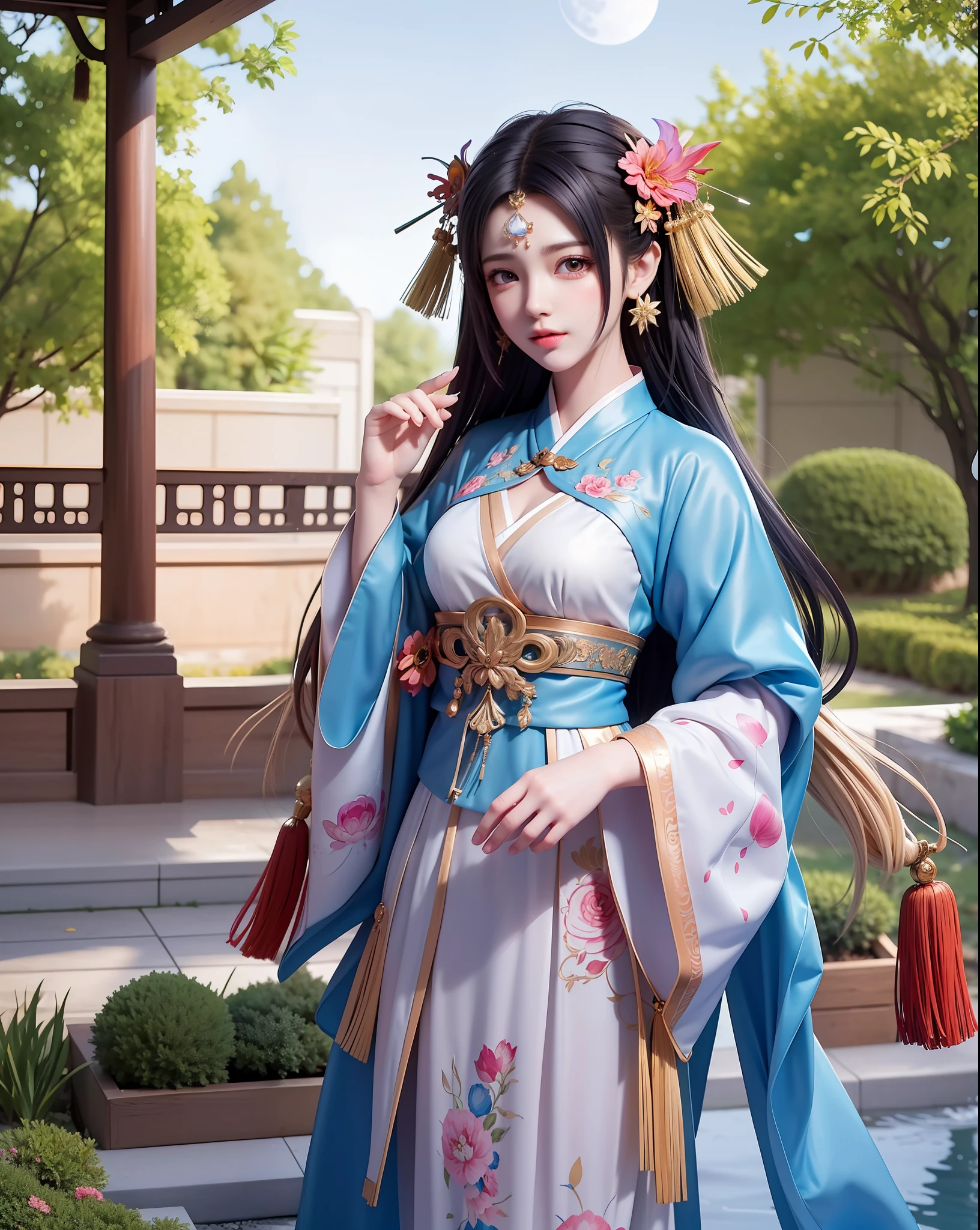 (8k, RAW photo:1.2),best quality, ultra high res,dramatic angle,(fluttered detailed color splashs), (illustration),(((1 girl))),(long hair),(rain:0.9),(hair ornament:1.4),there is an ancient palace beside the girl,chinese clothes,(focus on), color Ink wash painting,(color splashing),colorful splashing,(((colorful))),(sketch:0.8), Masterpiece,best quality, beautifully painted,highly detailed,(denoising:0.6),[splash ink],((ink refraction)), (beautiful detailed sky),moon,highly,detaild,(masterpiece, best quality, extremely detailed CG unity 8k wallpaper,masterpiece, best quality, ultra-detailed),(Lycoris radiata),