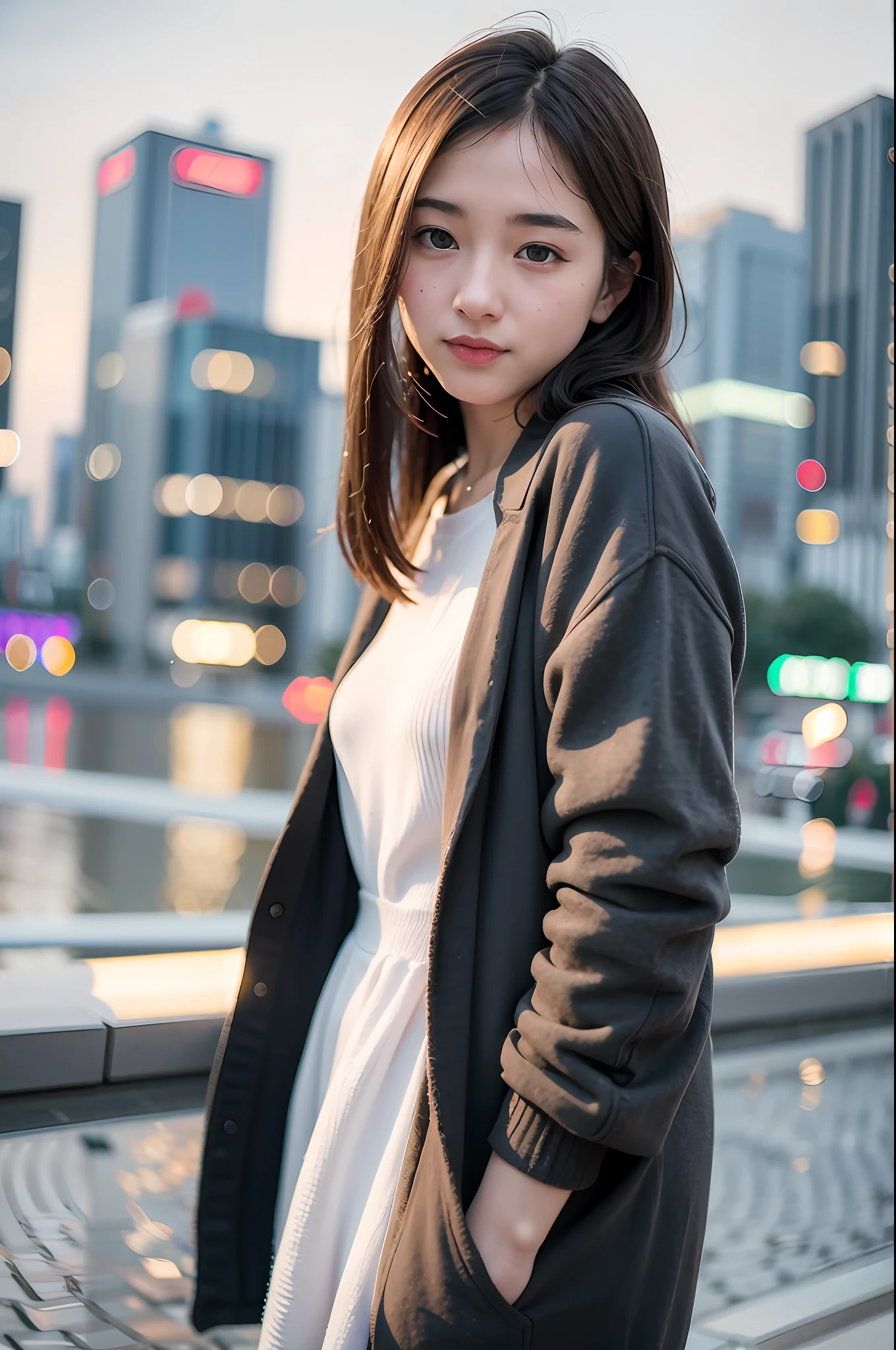 mix4, (8k, RAW photo, top quality, masterpiece: 1.2), (realistic, photorealistic: 1.37), 1 girl, cute, cityscape, night, rain, wet, professional lighting, photon mapping, radiosity, physically based rendering, Japan beauty