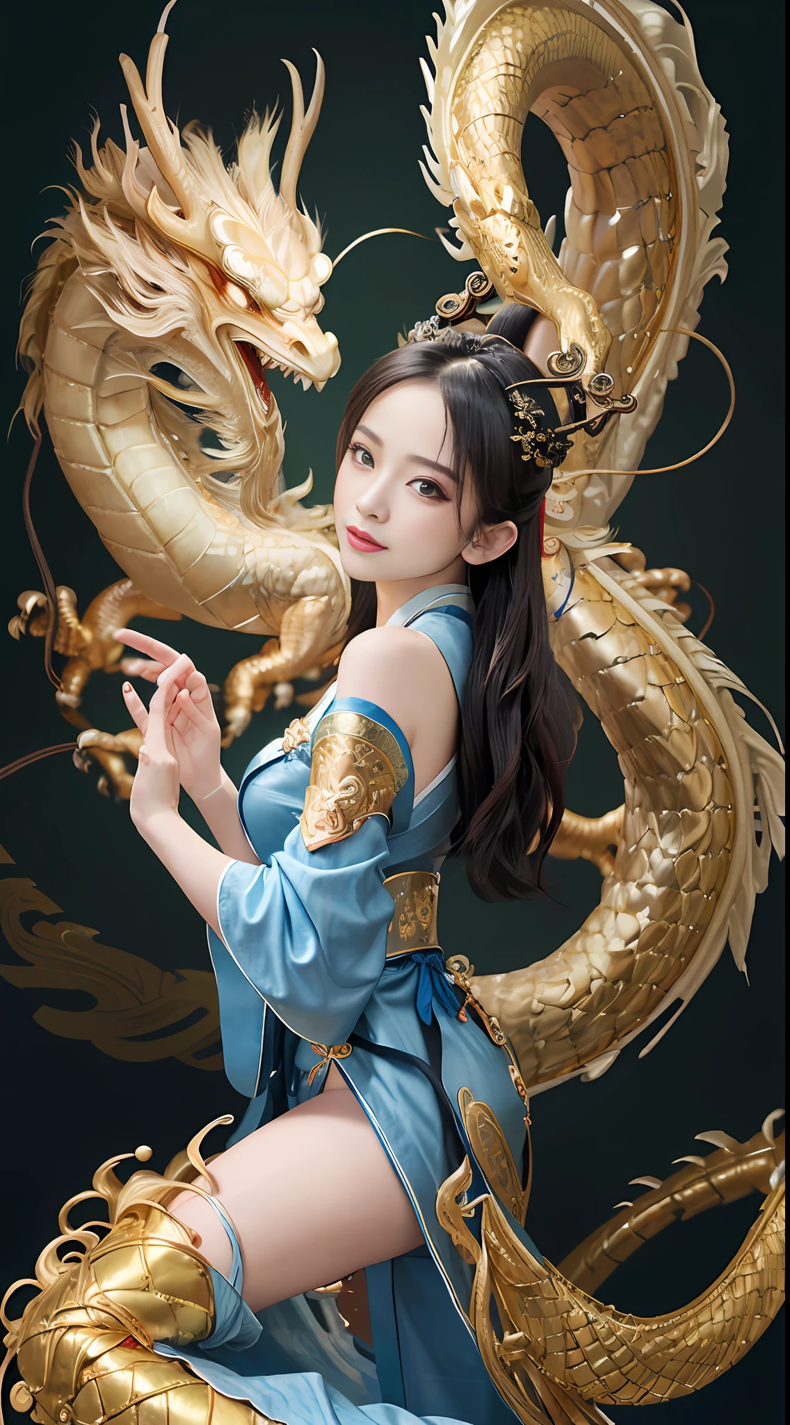 Zhong Fenghua, gorgeous hanfu, official art, Unity 8k wallpaper, super detailed, beautiful and beautiful, masterpiece, best quality, (tangled, tangled, tangled), (fractal art: 1.4), (character center: 1.3), 1 girl, dragon rape girl, dragon foot inserted into ass,back in , shocking domineering chinese dragon, detailed dragon head, black hair, long ponytail, Chinese, off-the-shoulder,, very detailed, dynamic angle, denim shot, (most beautiful form of chaos), ethereal, (bright colors), oc, (half: 1.2), China, (Thangka Feitian: 1.5), (Ribbon: 1.3), (Dream: 1.5), (Hanfu: 1.5), Chinese Dragon, Chinese Phoenix, (Smile: 0.5), (Chinese God), (Masterpiece, Top Quality, Best Quality, Ultimate Detail, Highest Detail, Official Art, Beauty and Aesthetics: 1.2), Golden Ratio, Complete Composition