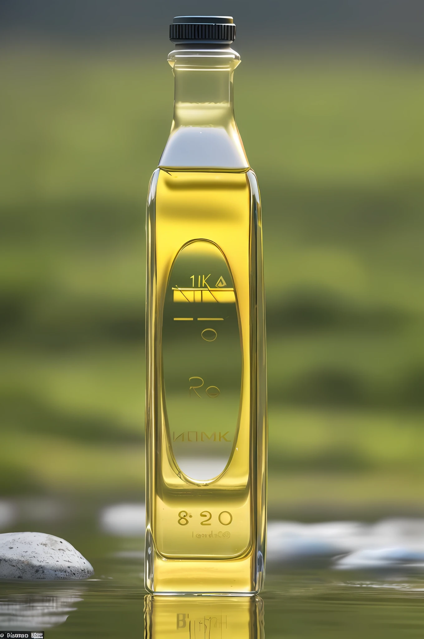 (8k resolution), (masterpiece), (best quality: 1.2), (high resolution), fine, realistic, (best illustration), 8k resolution, complex detail, best quality, realism, ultra-detail, best lighting, best shadows, ultra hd, ultra hd, (detailed reflections), detailed shadows, (((complex details))), smooth, (perfect shadows)), ((masterpiece: 1.3, best quality: 1.2, 8K: 1.1)), (f/16, Nikon, 85mm, ISO400), cinematic color, glass bottles filled with olive oil on the banks of the river, standing quietly on the edge of stone.
