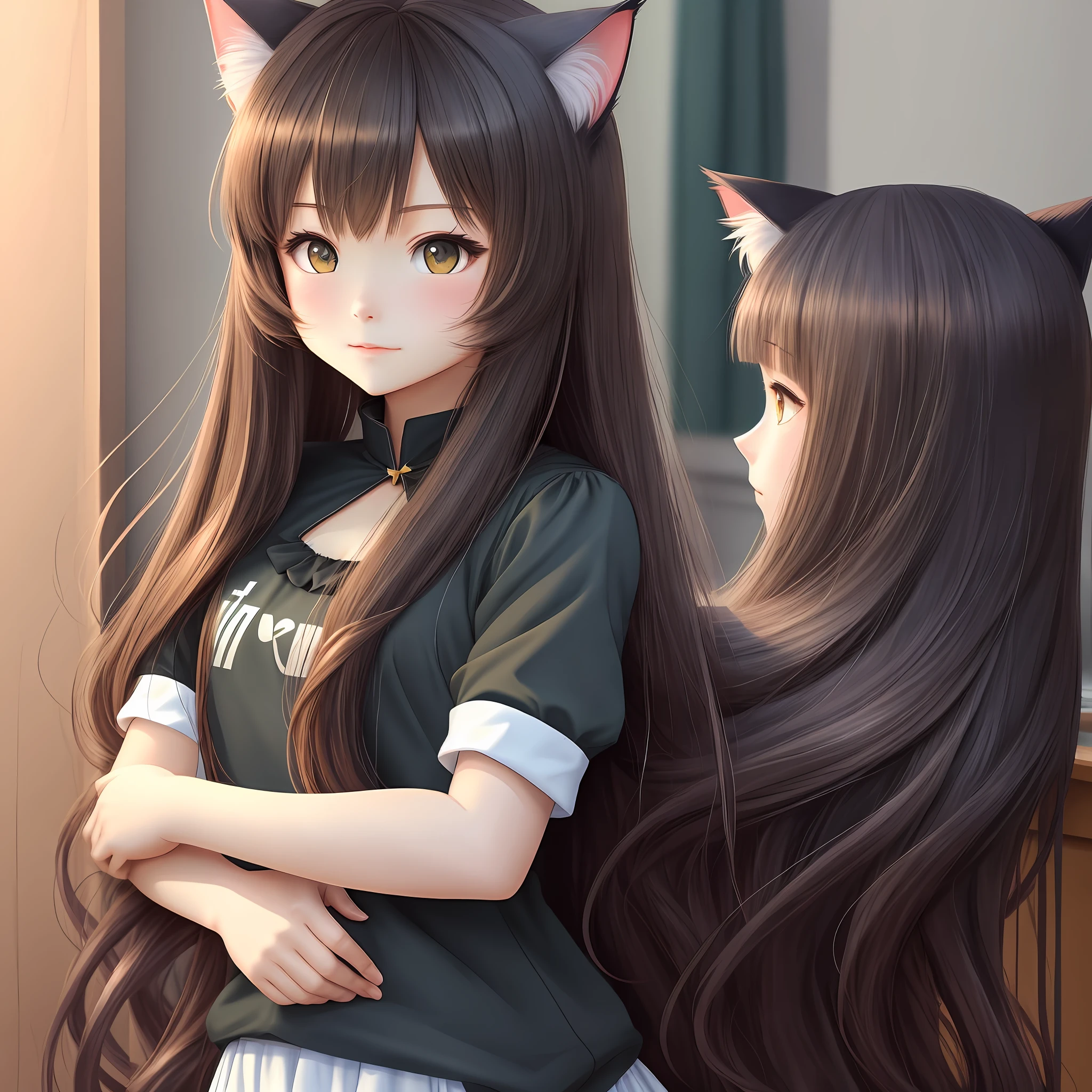 Cat Ears Anime Girl Long Hair