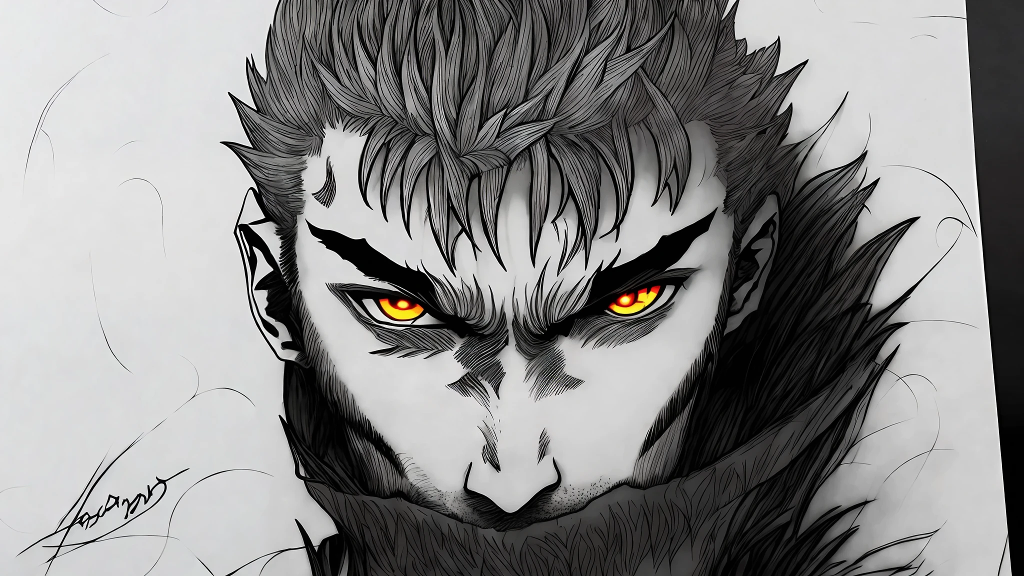 drawing of a man with a scarf, portrait of berserk guts, berserk art style, kentaro miura manga style, berserk style, kentaro miura manga art style, ink manga drawing, seinen manga portrait, kentaro miura manga style, symmetry!! Portrait of Akuma