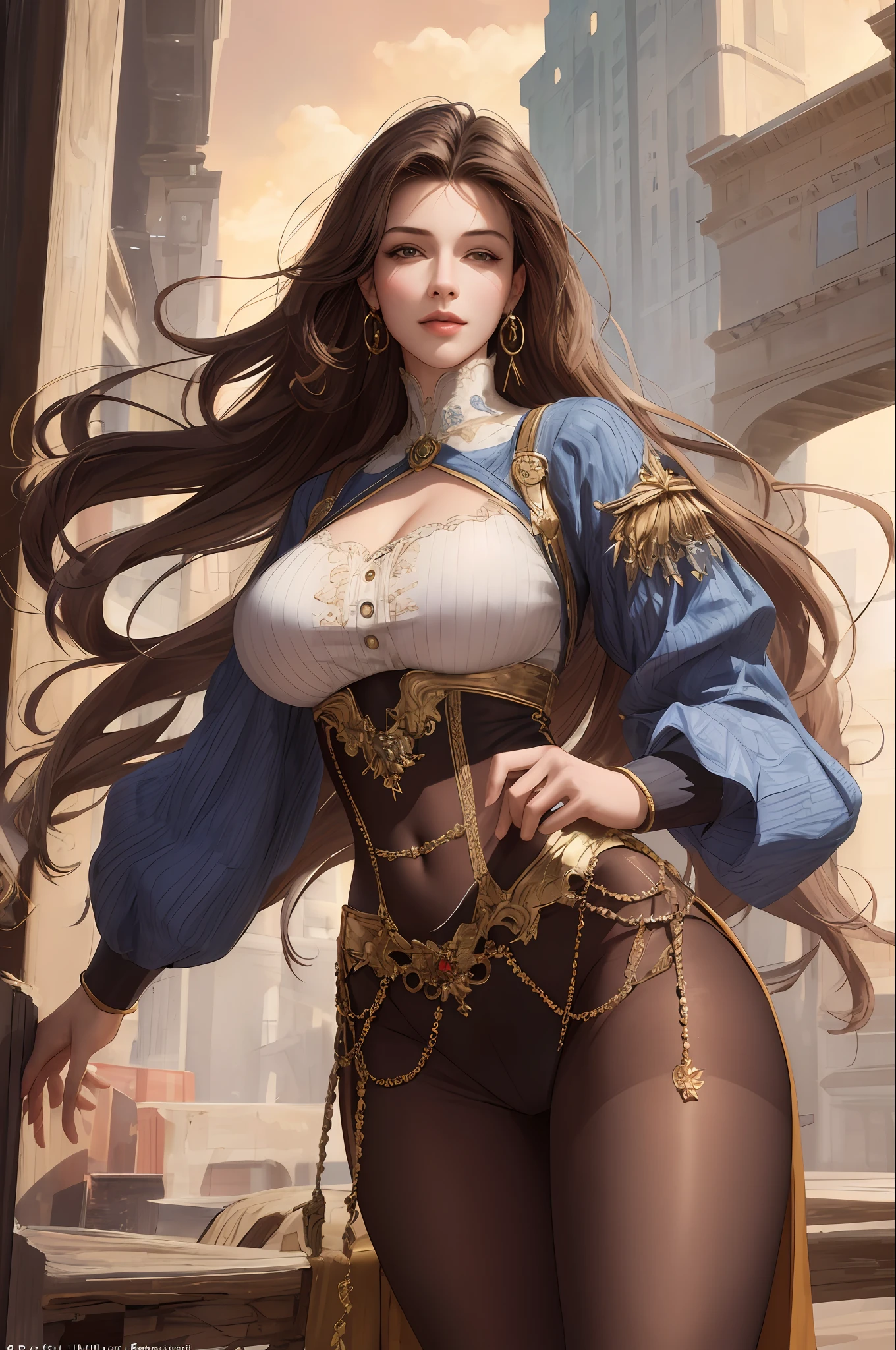 (Masterpiece:1.2, Best Quality), Realistic, (Realistic, Crafted, Depth of Field), Cleft Lip, High Detail, Perfect Face Shape, Perfect Body, Oversize Model, Mature Woman, Tall Long Legs, Big Breasts, Natural Background Bokeh, Tights