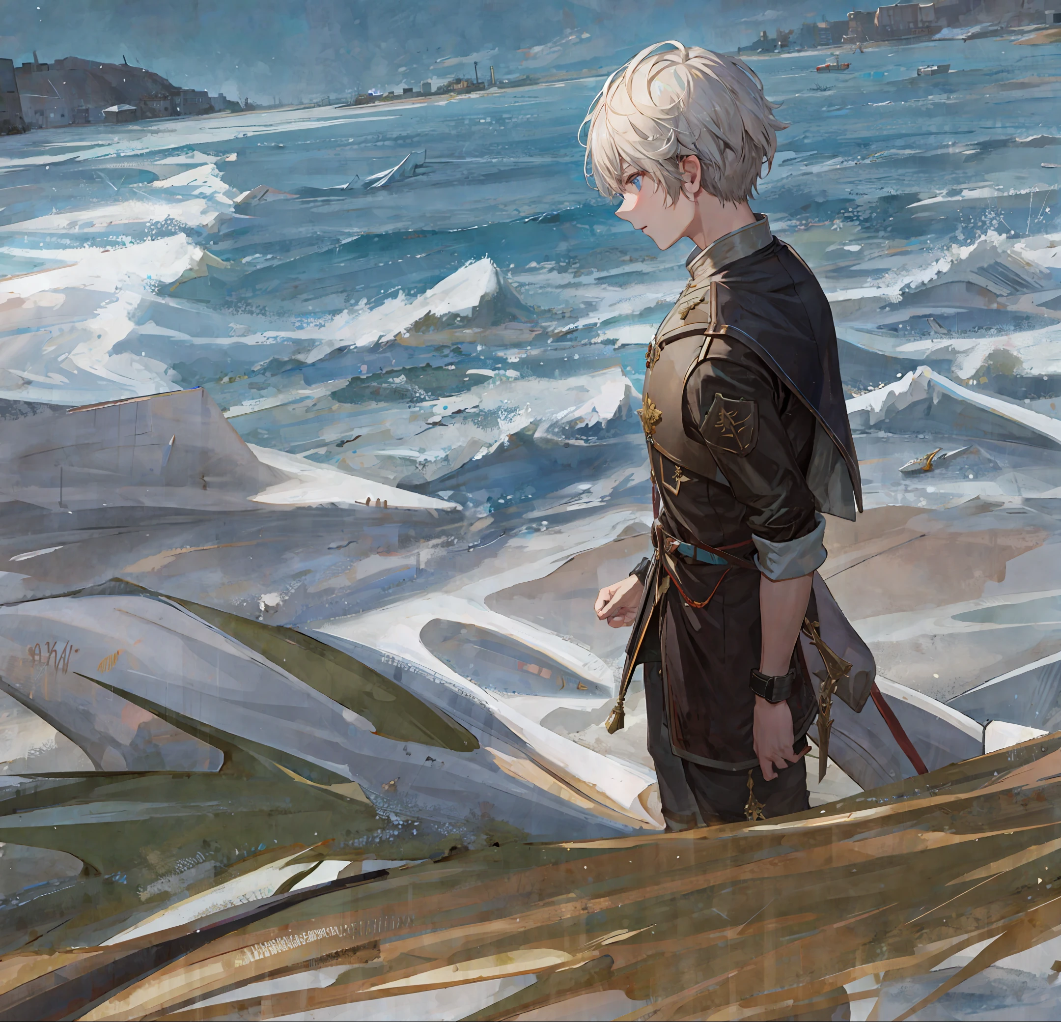 The boy full of modern technology stepped on the dragon that had just been destroyed, looked at the destroyed city in the distance, and clenched the long sword in his hand, two-dimensional, ultra-high-definition, rainy weather